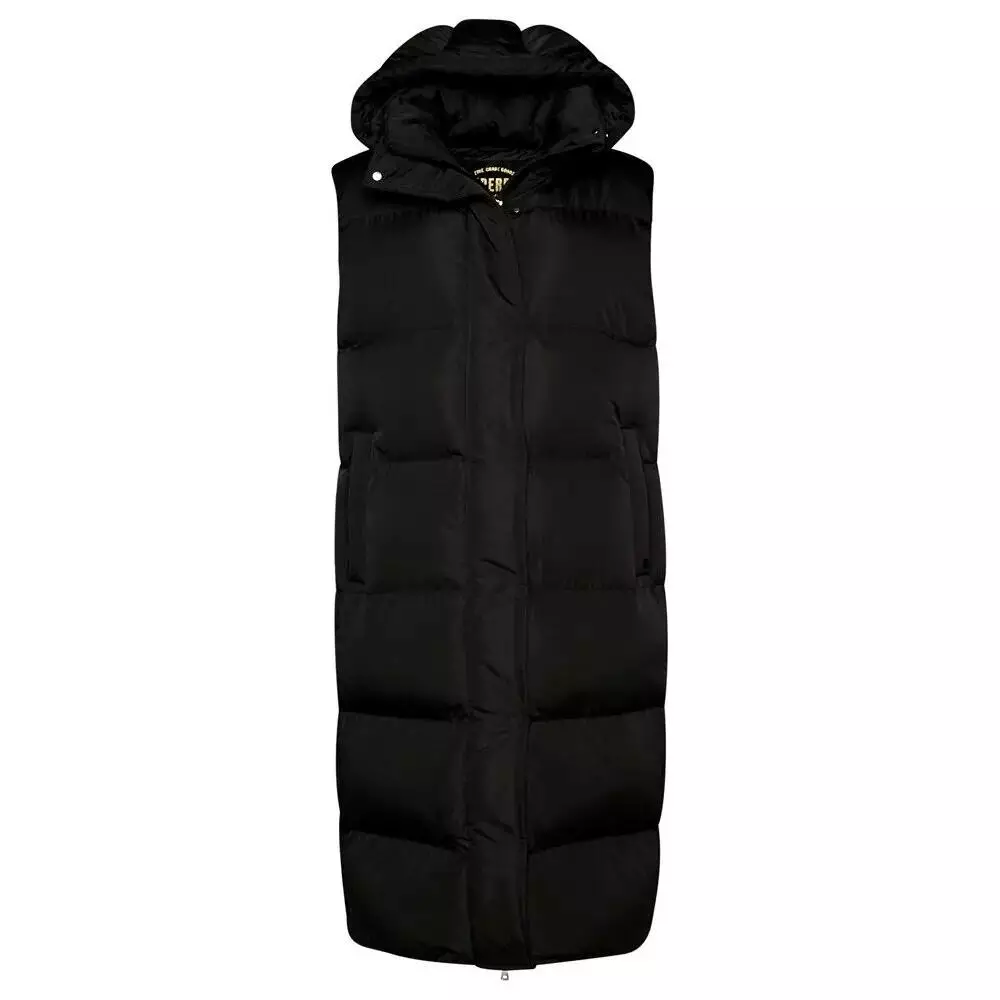 Damska długa kurtka puchowa bez rękawów z kapturem Superdry