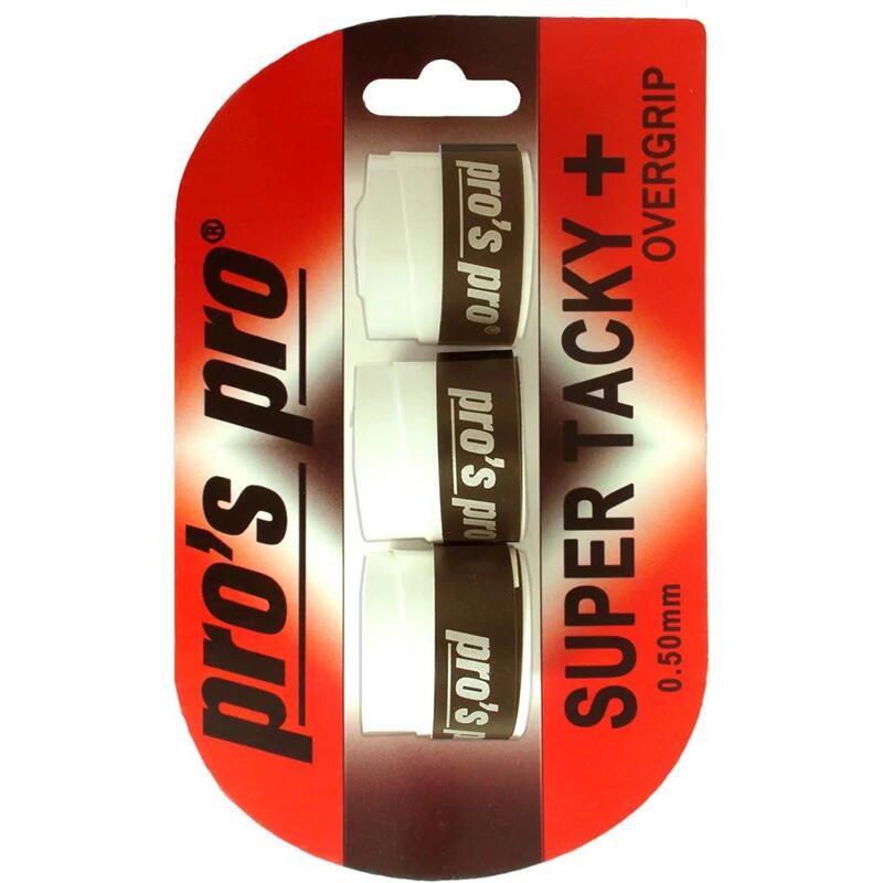 Rękojeść do rakiety tenisowej Pro's Pro Super Tacky Plus biała 3 szt.
