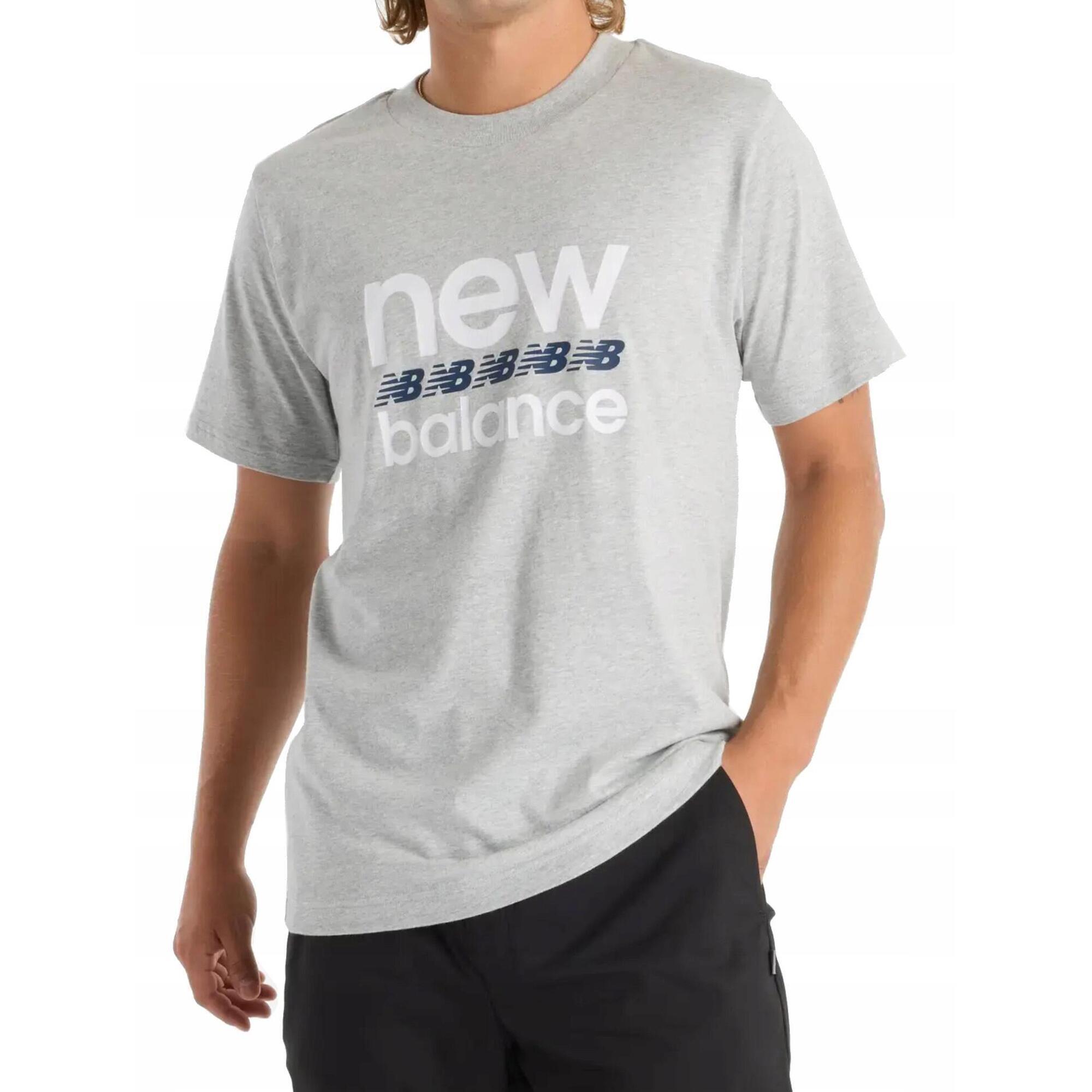 KOSZULKA męska T-SHIRT NEW BALANCE MT51940AG szara bawełniana sportowa S