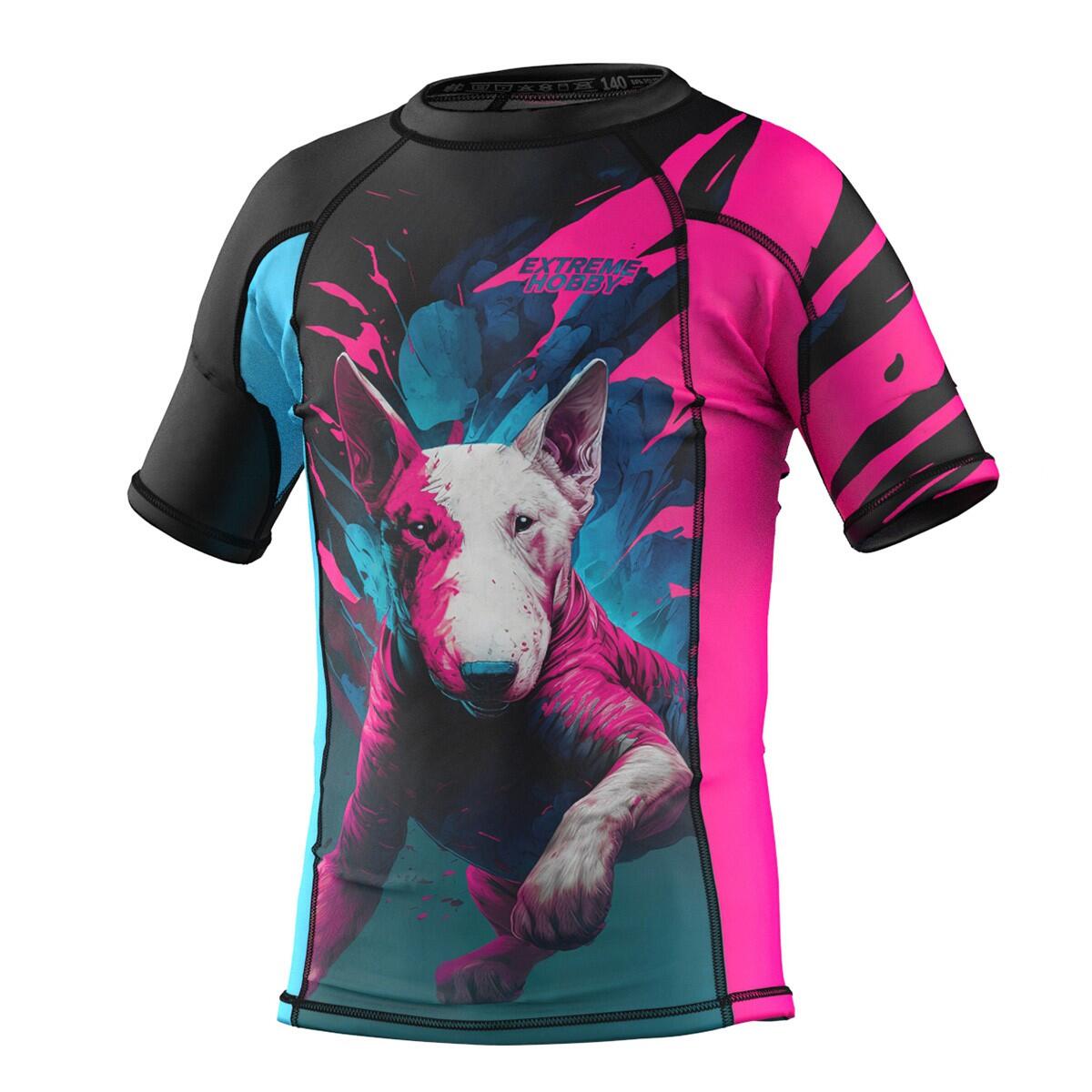 Rashguard dla dzieci do MMA z krótkim rękawem EXTREME HOBBY VIVID BULLTERIER