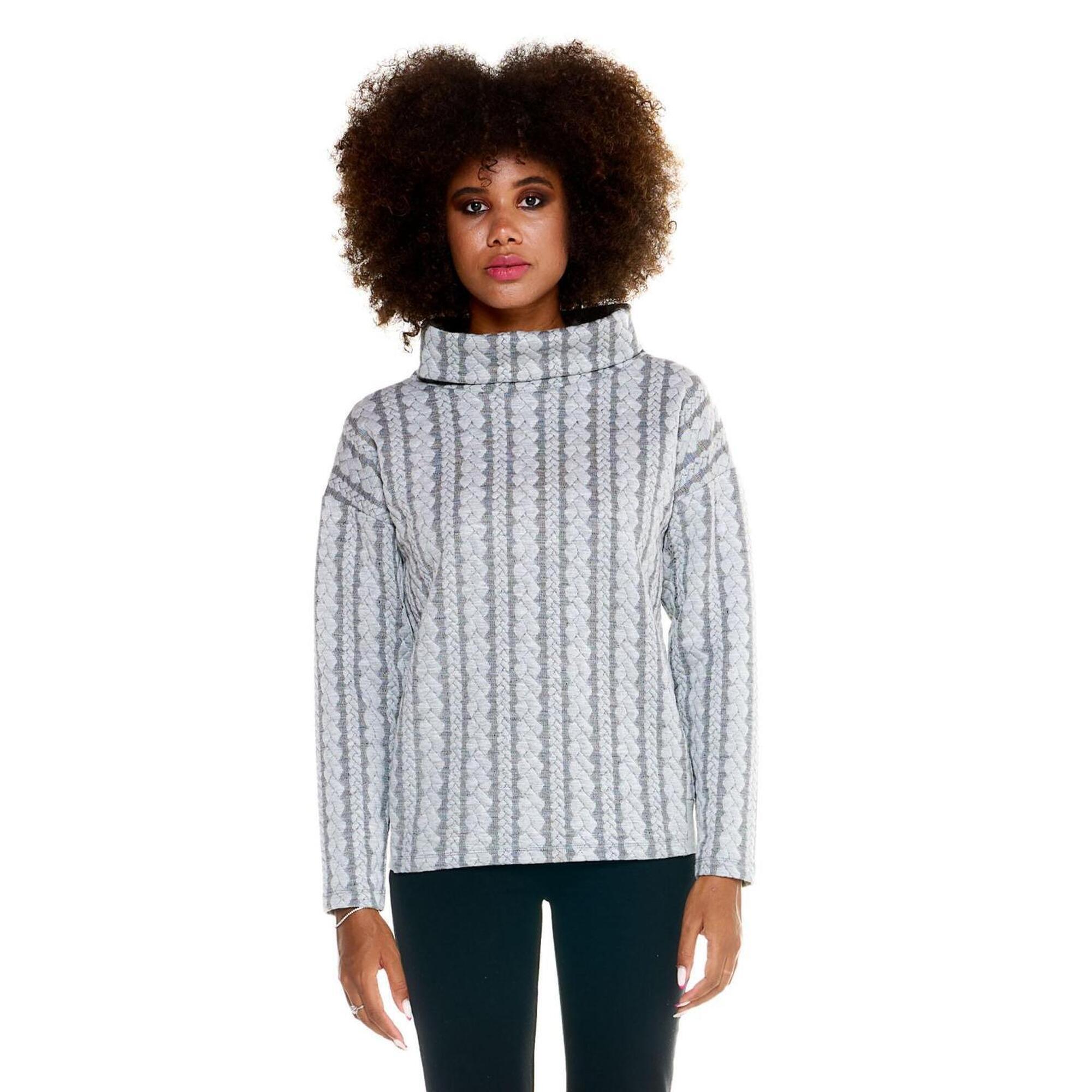 Szary damski sweter Leone z warkoczami