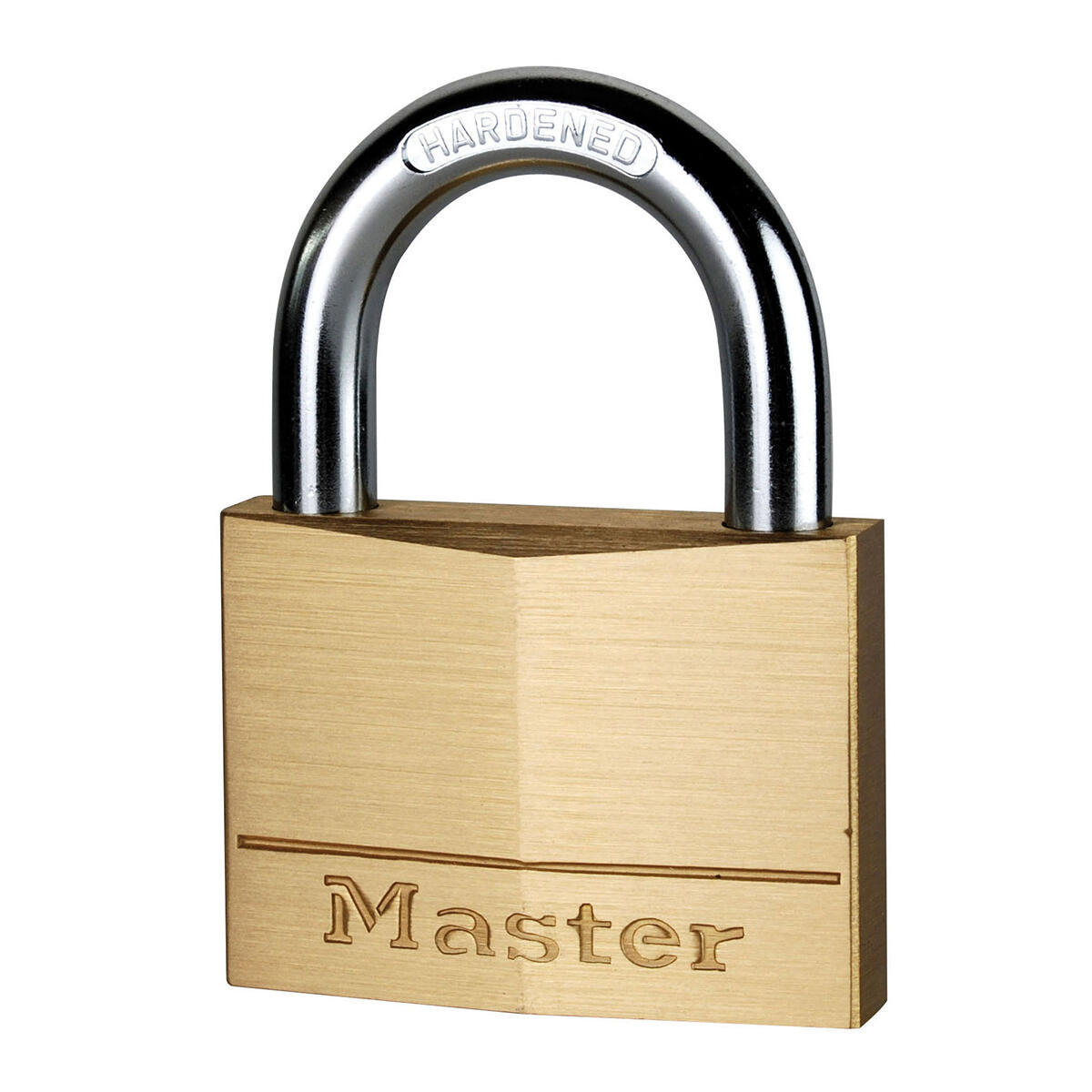 Mosiężna kłódka na klucz Master Lock 160EURD, kolor złoty, 8,2 x 6 x 1,4 cm