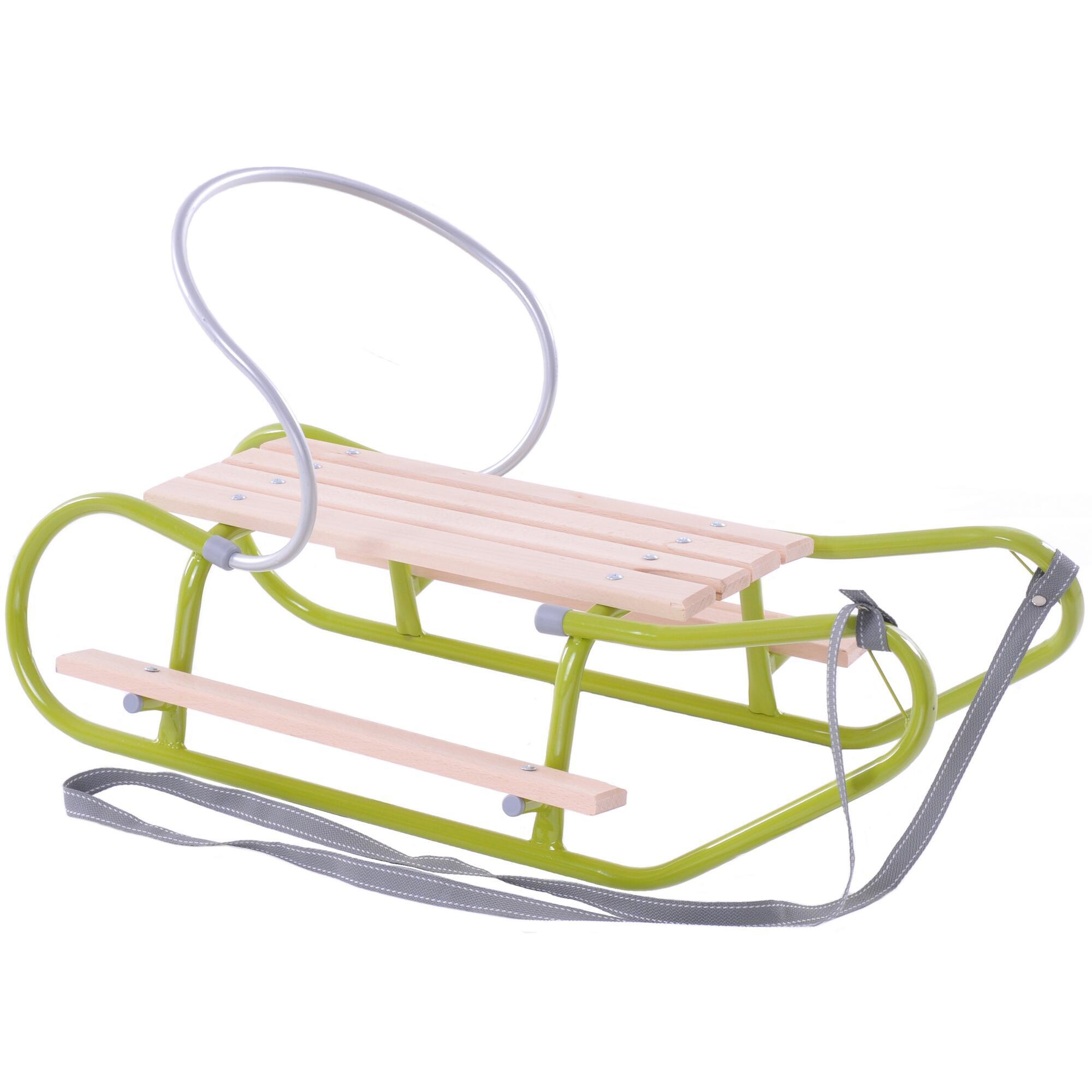 Sanki z oparciem i podnóżkami zielone