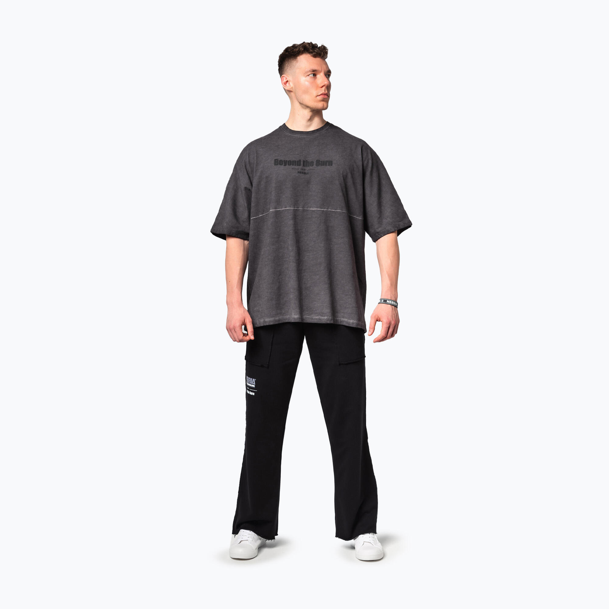 Koszulka treningowa męska NEBBIA Washed-Off Heavyweight No Shortcuts