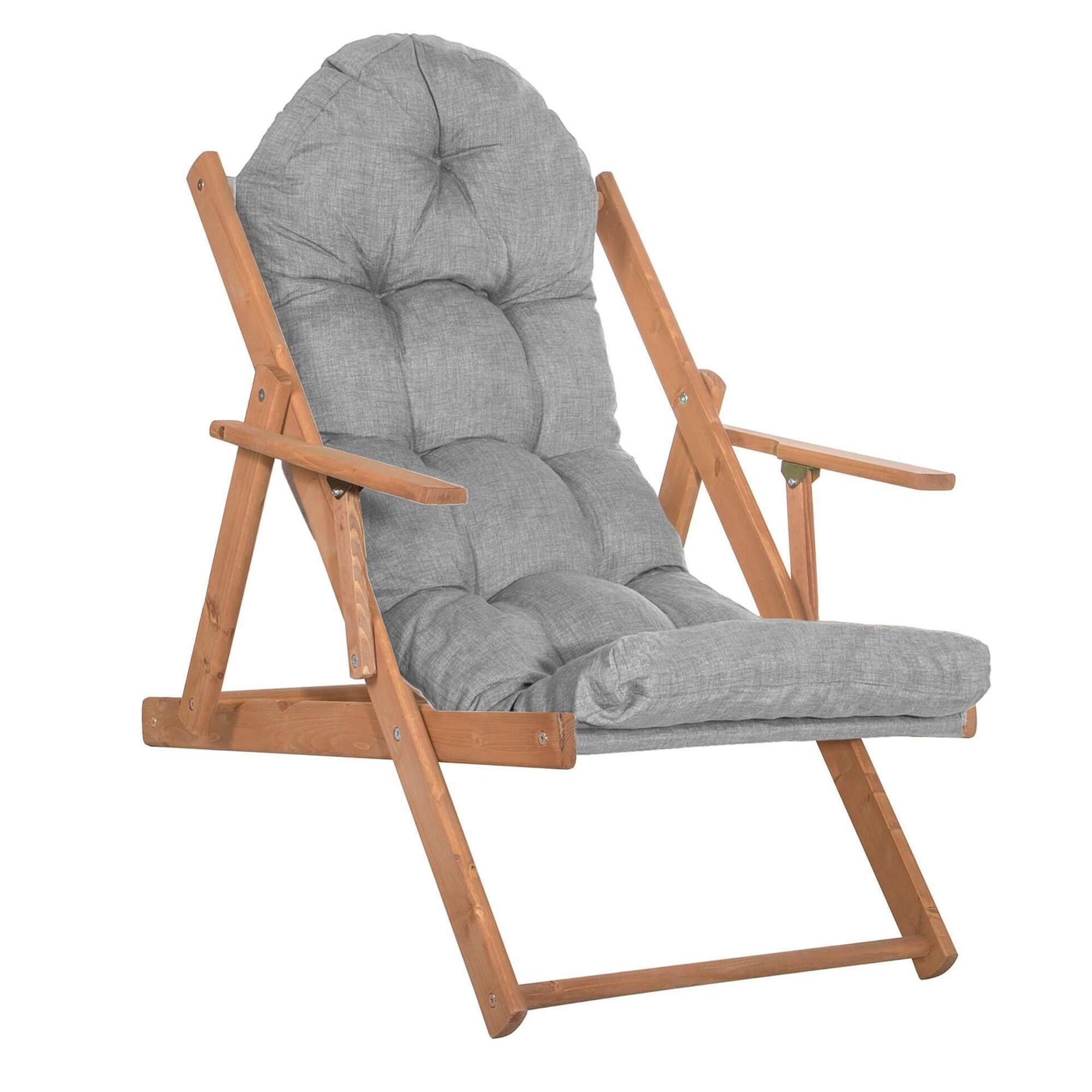 Leżak turystyczny Springos Borneo drewniany z 3-stopniową regulacją i poduszką