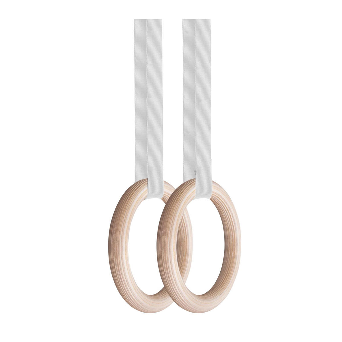 Kółka gimnastyczne drewniane Start drewno - taśma biała