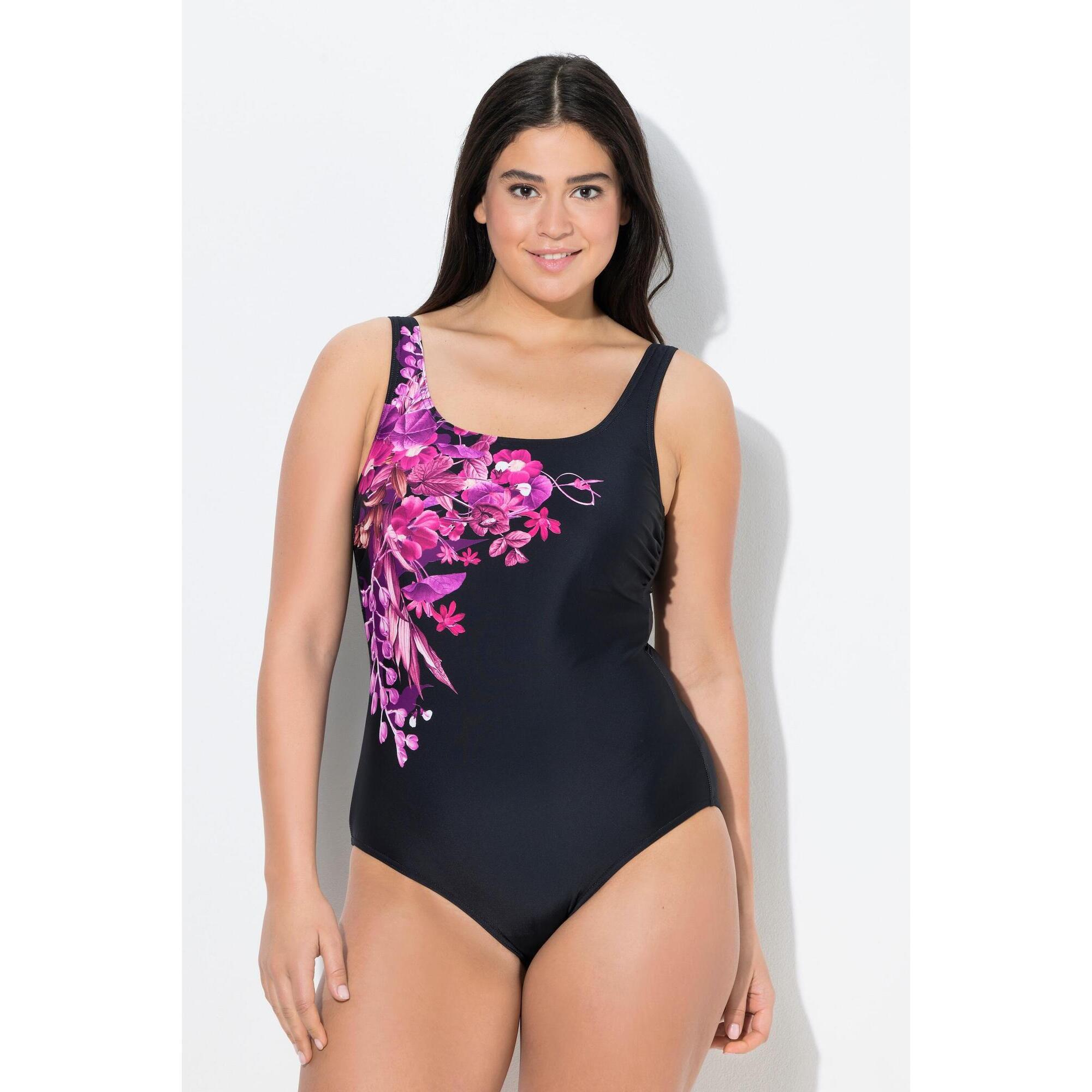 Damskie Kostium kąpielowy kwiaty bez miękkich miseczek okrągły dekolt