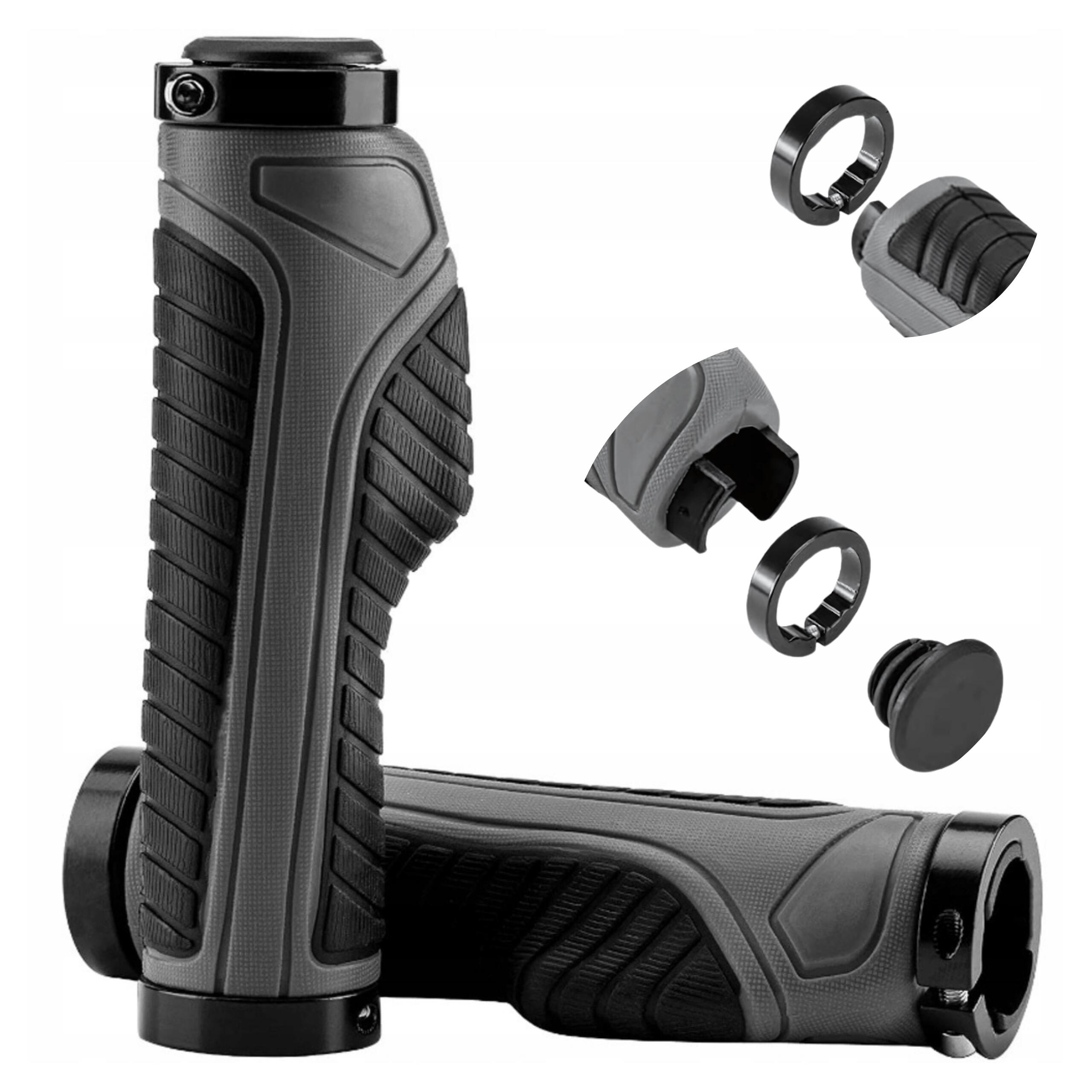 Gripy rowerowe Rockbros skręcane ergonomiczne szare