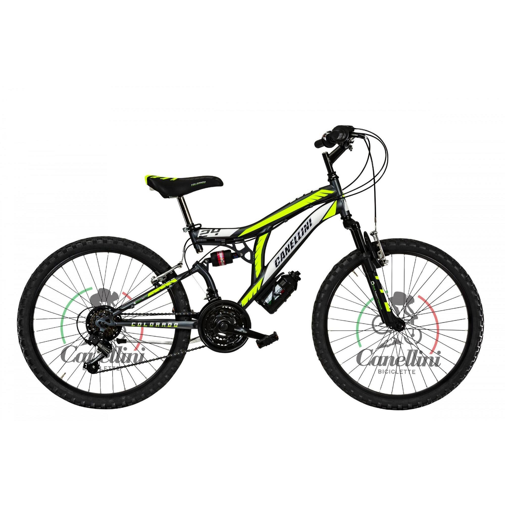 Rower Dziecięcy MTB Canellini COLORADO 24" z pełnym zawieszeniem - Czarny/Żółty
