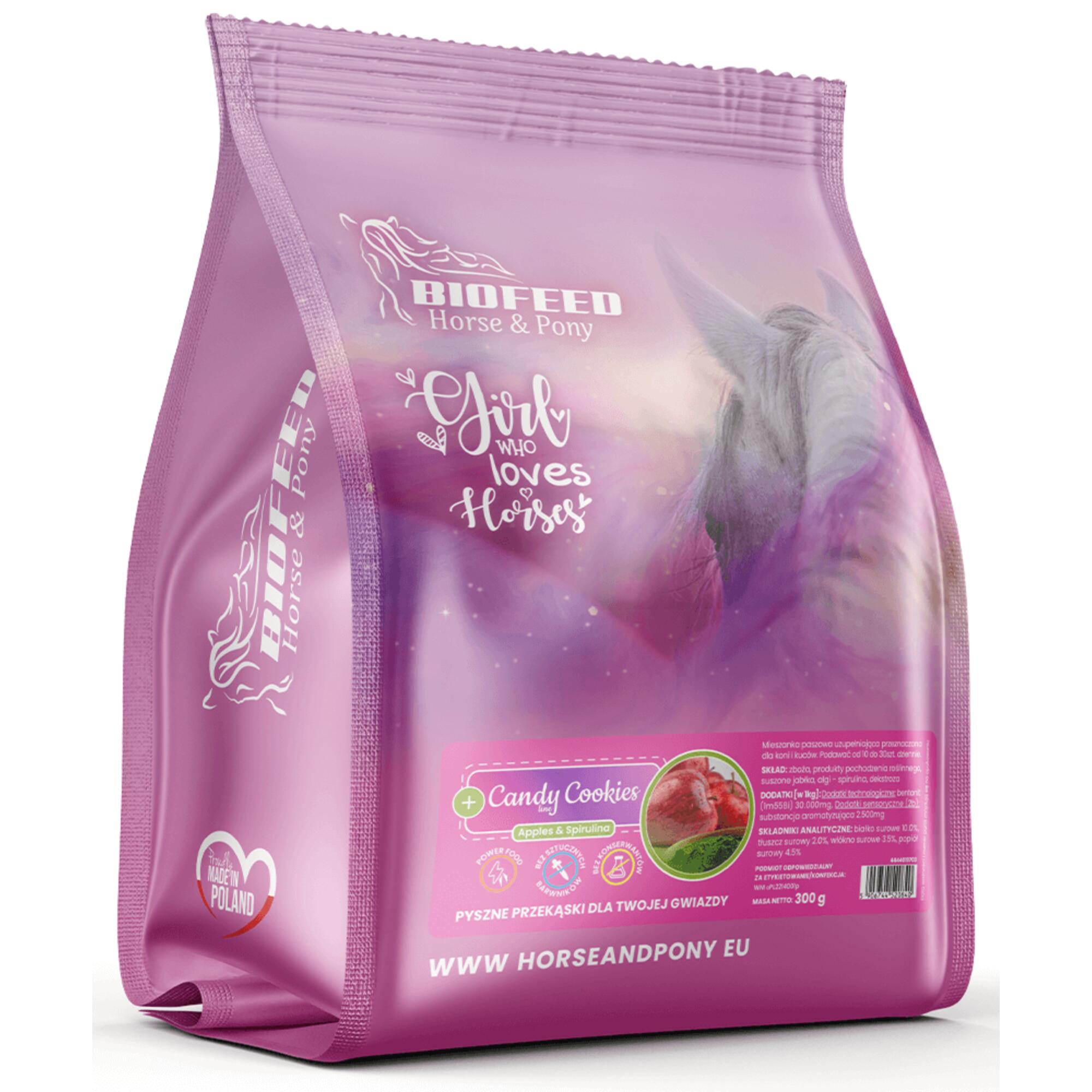 Cukierki dla konia Candy Cookies Apple with spirulina Biofeed 300g