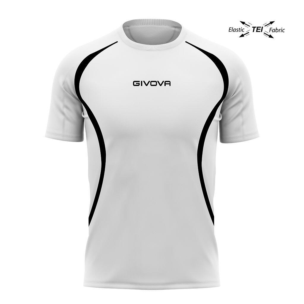 Unisex givova biegnąca koszula biała/czarna L - Oddychający i lekki