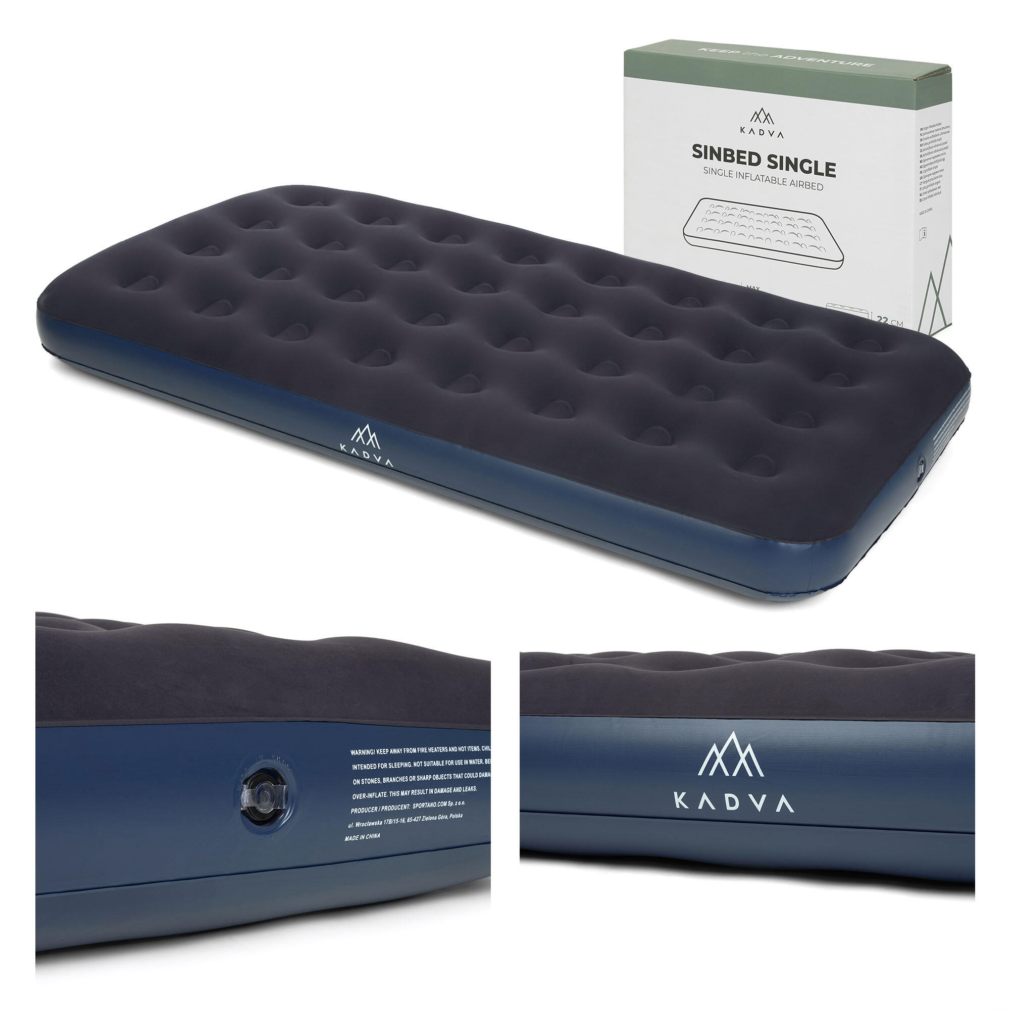 Materac dmuchany KADVA Sinbed Single niebieski 191x99x22 cm