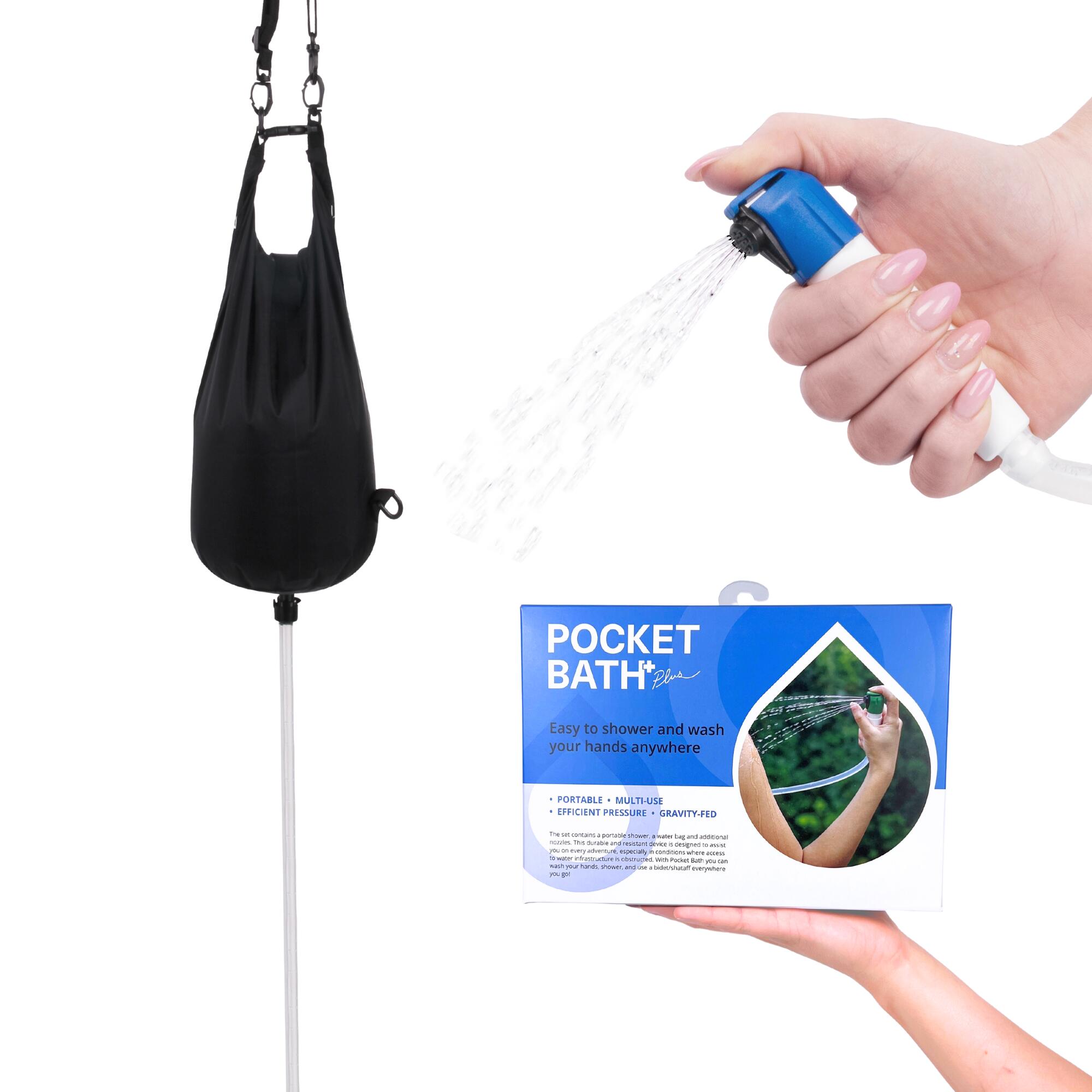 Przenośna łazienka z funkcją prysznica, kranu oraz bidetu Pocket Bath Plus