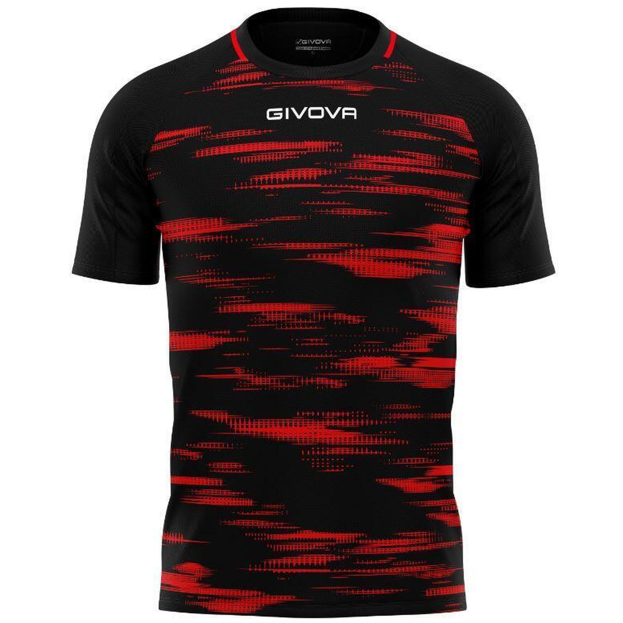 Koszulka sportowa Givova Pixel 2XS Czarna-Czerwona Unisex