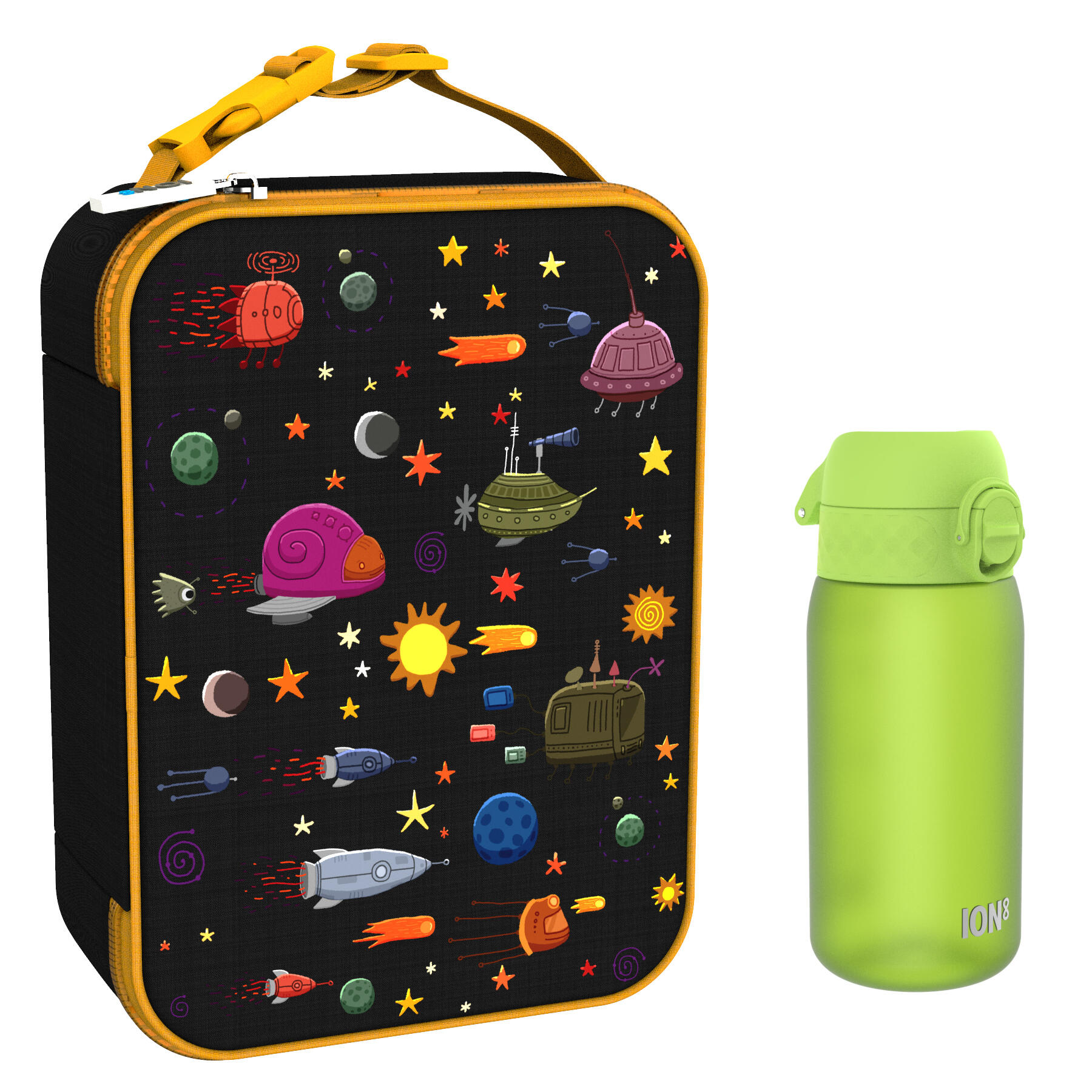 Śniadaniowy zestaw szkolny ION8 Space. Lunchbag i bidon 400ml z RECYCLON