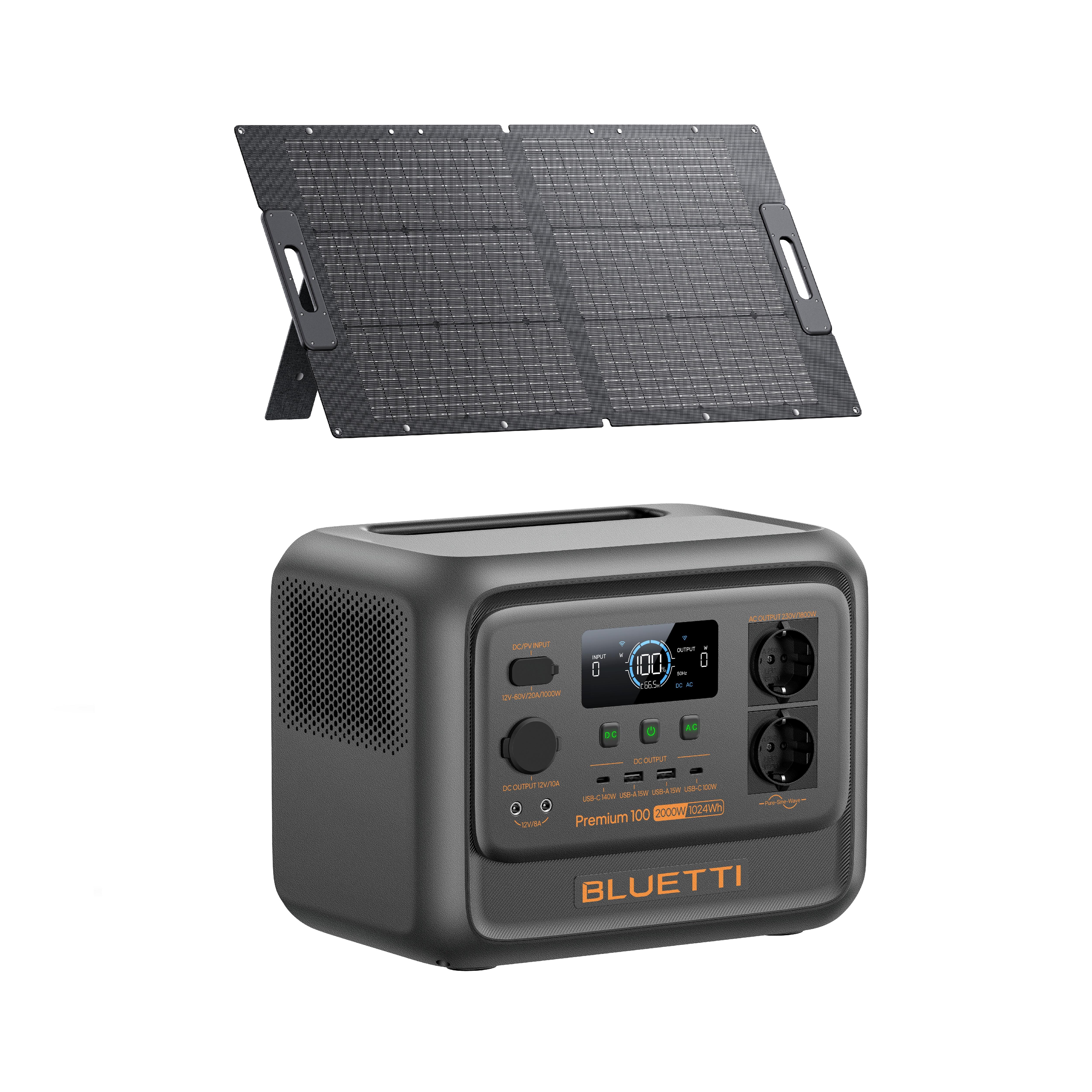 Zestaw stacja zasilania BLUETTI Premium 100 V2 + panel solarny 100 W