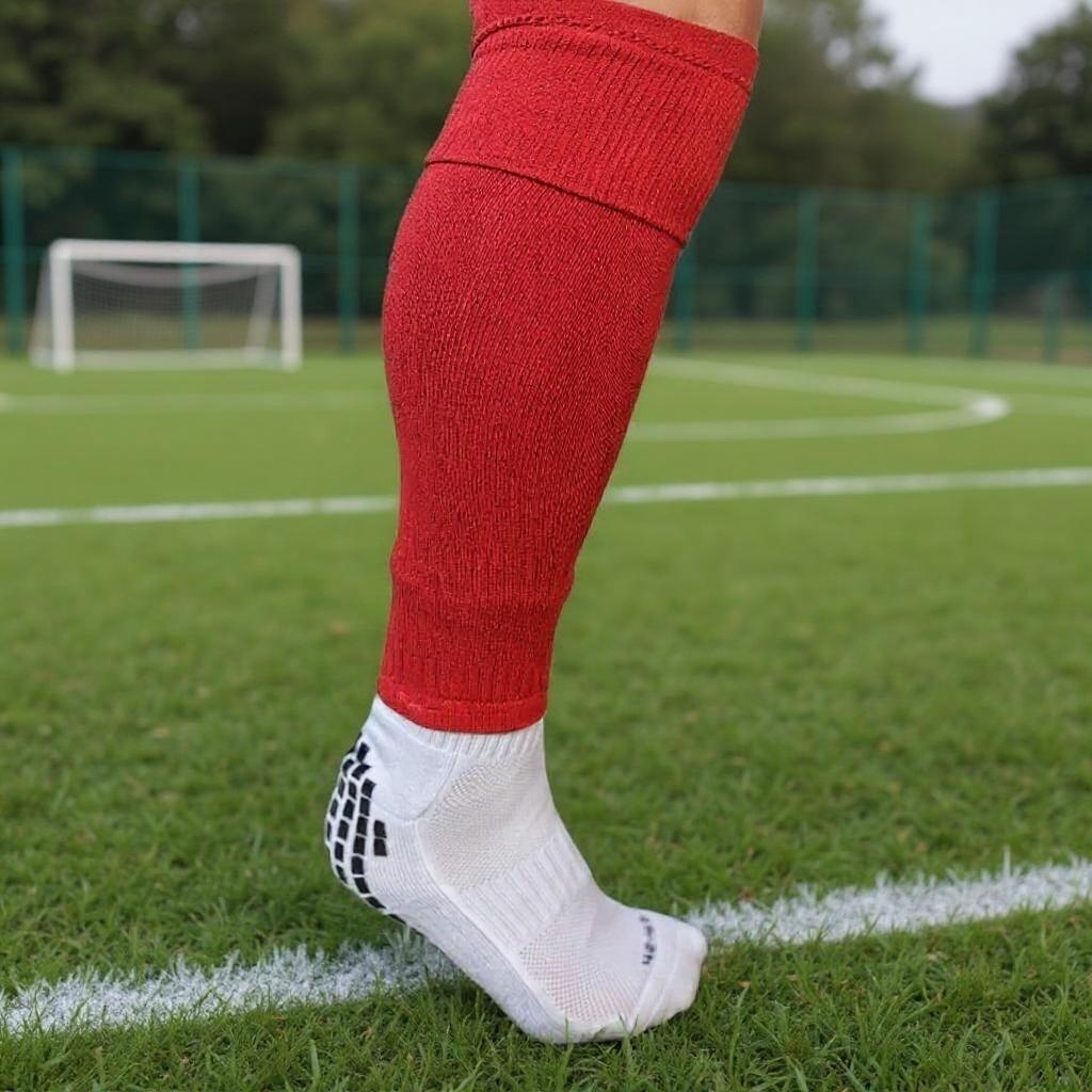 Getry piłkarskie czerwone skarpety bez stóp 37-41