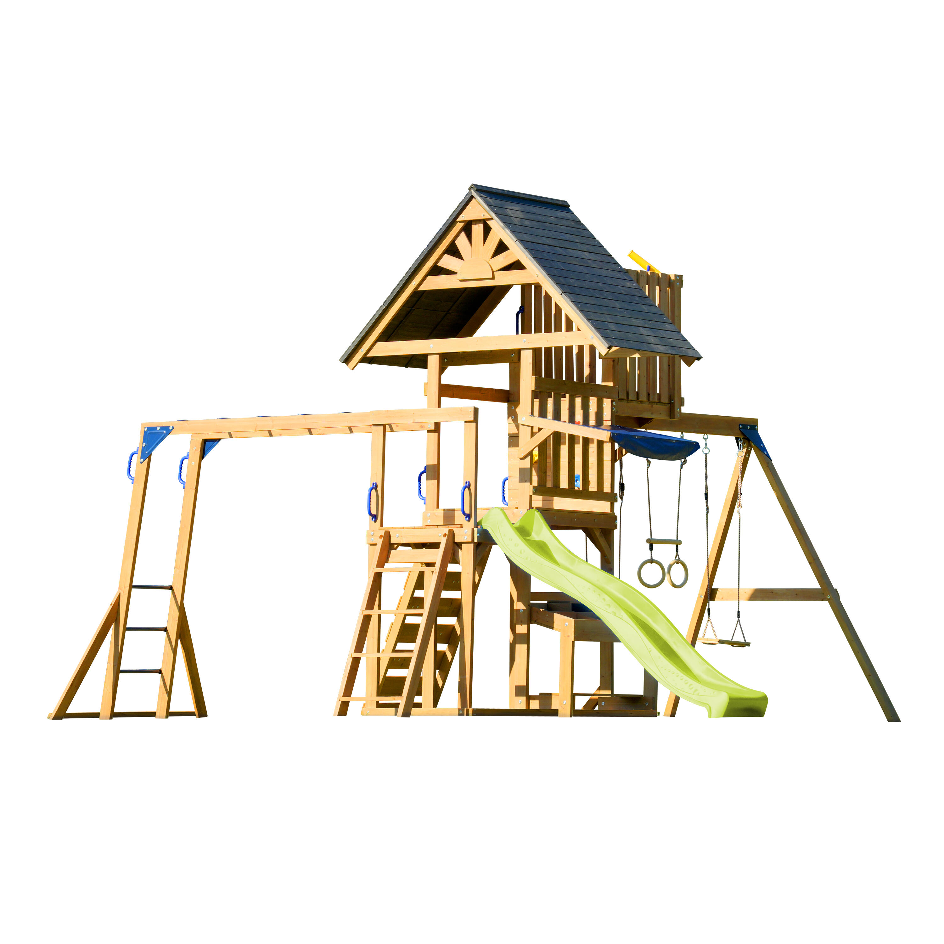 AXI Mitch Drewniany plac zabaw z 2 huśtawkami i zjeżdżalnią