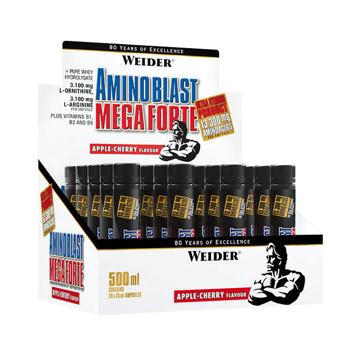 Aminokwasy Amino Blast Mega Forte Jabłko-Wiśnia Weider 20 x 25 ml