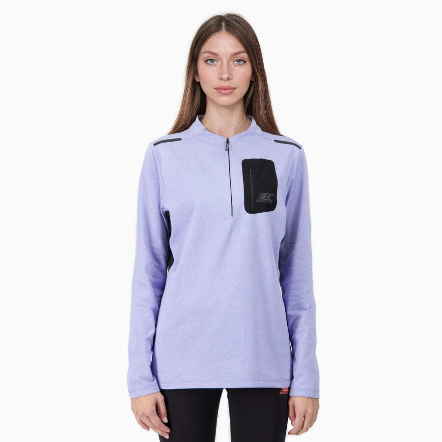 Damska koszulka do biegania z długim rękawem i półzamkiem FOCUS