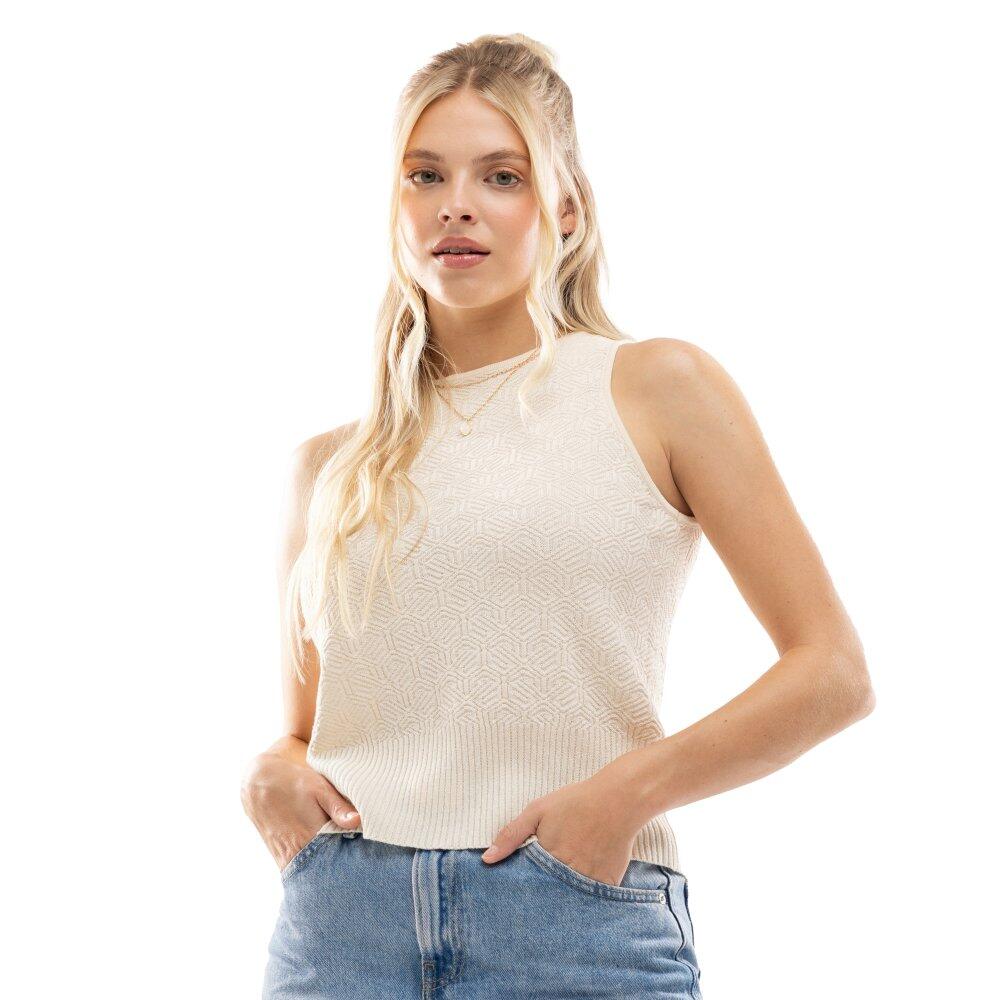 Damski top bez rękawów z dzianiny Siroko IBZ Lace Sand