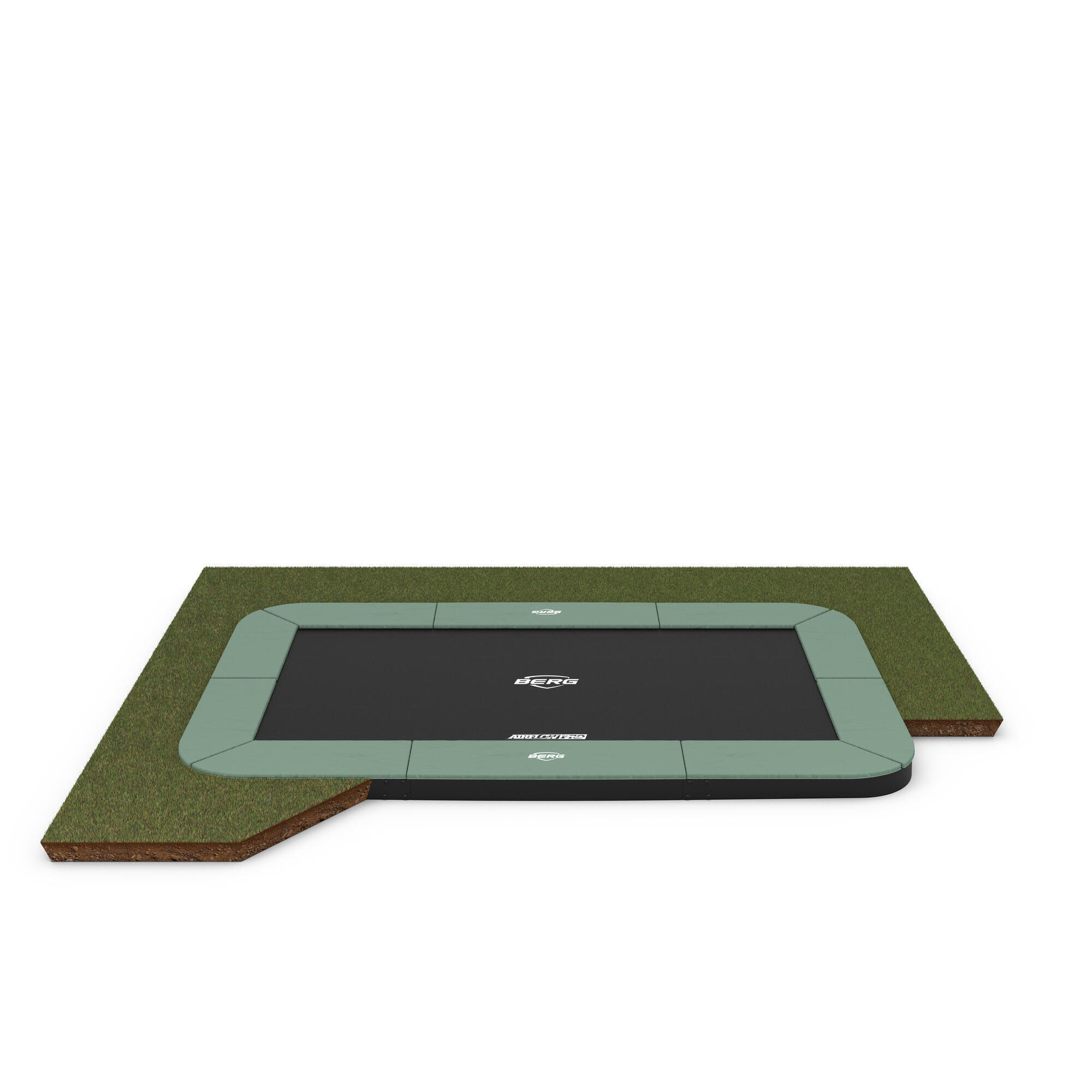 Trampolina BERG Champion ECO FlatGround Prostokątna 410x250 Zielona