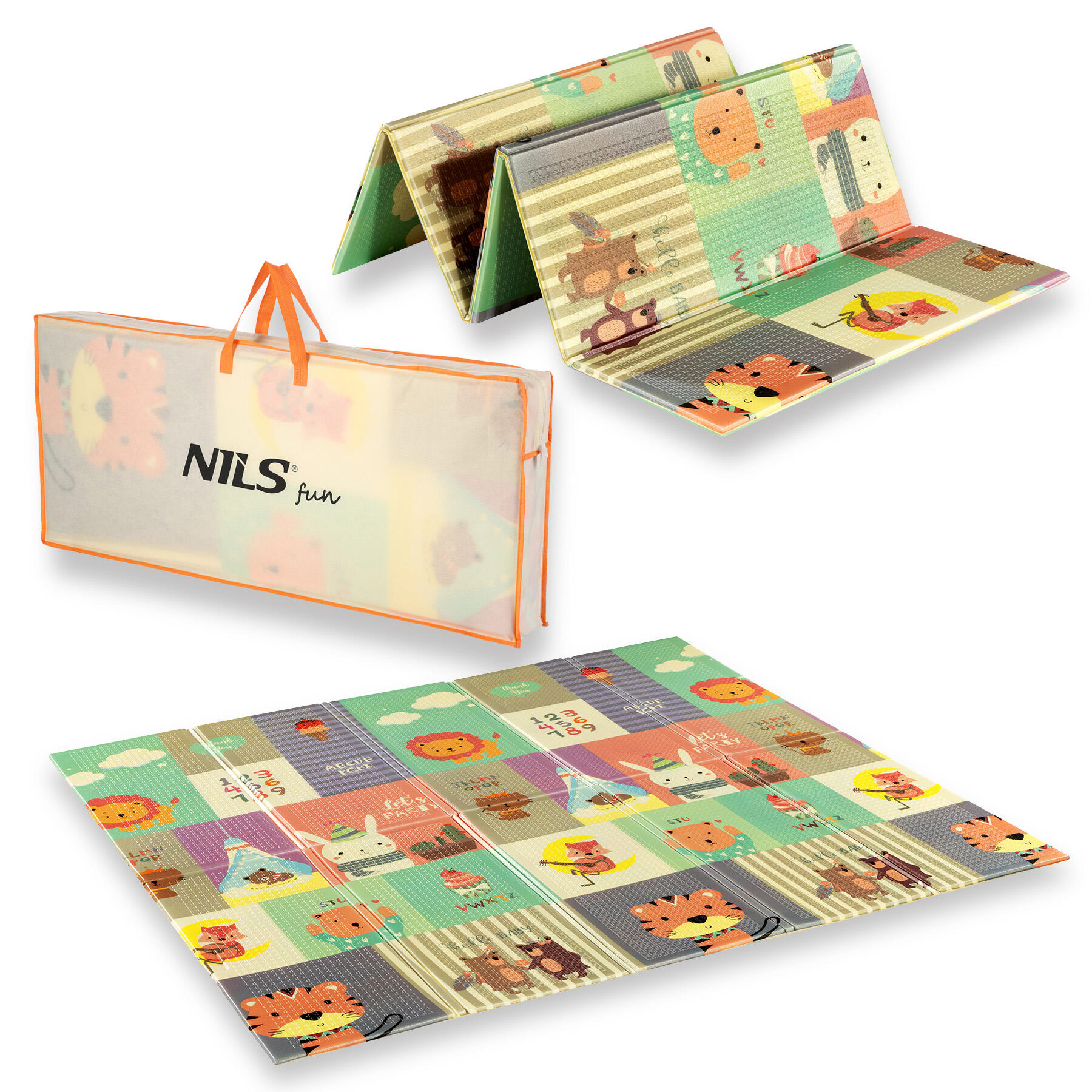 Mata dziecięca składana dwustronna 195x180 cm Nils Fun MD04