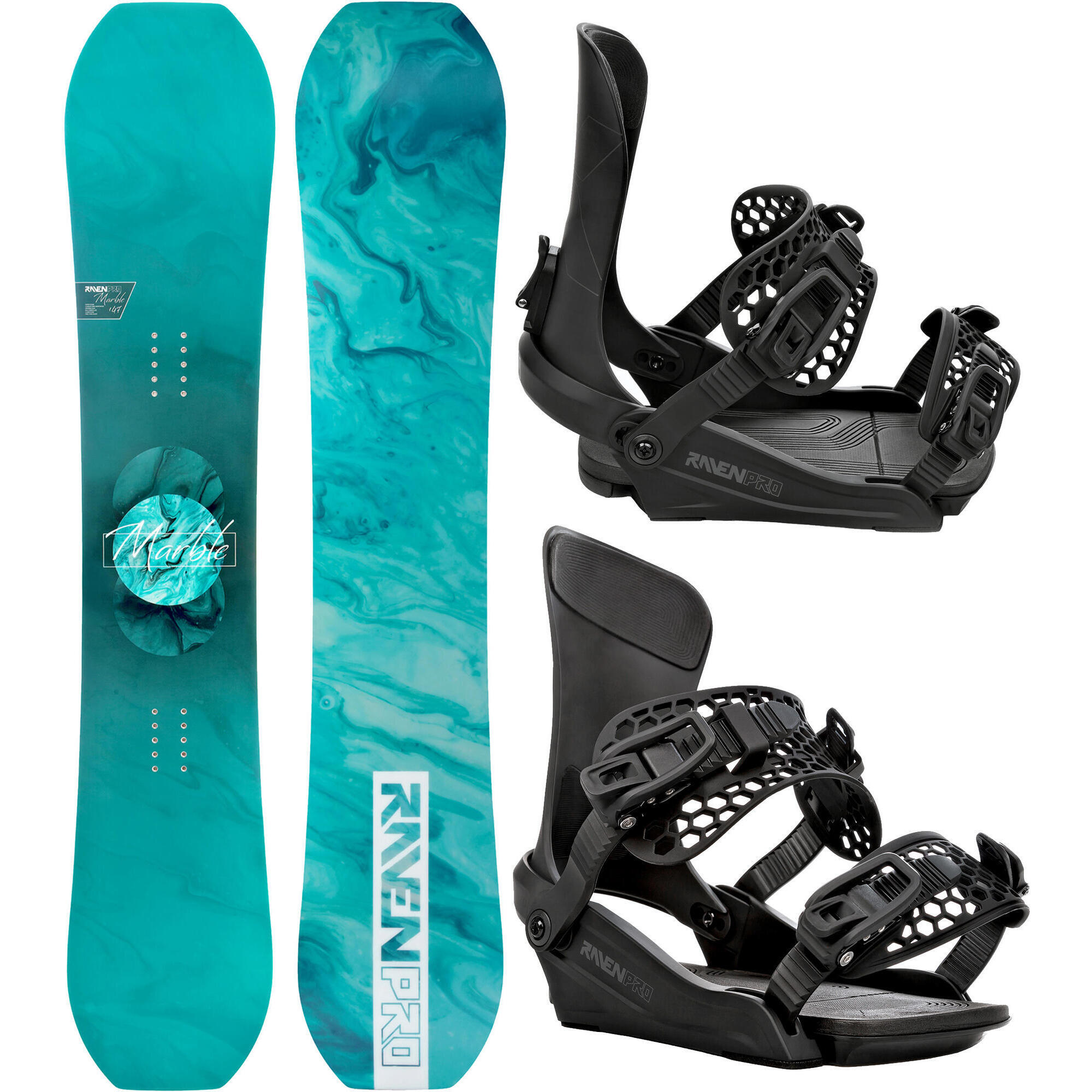 Zestaw Deska snowboardowa Raven PRO Marble Carbon + Wiązania Raven King