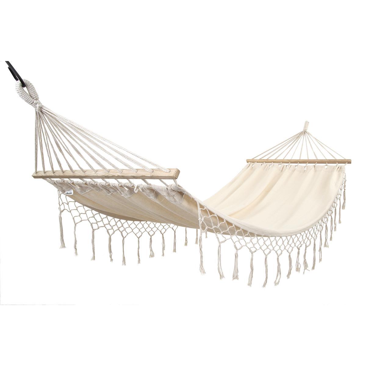 Hamak ogrodowy Enero Camp 2-osobowy 200X150CM z drążkiem i frędzlami