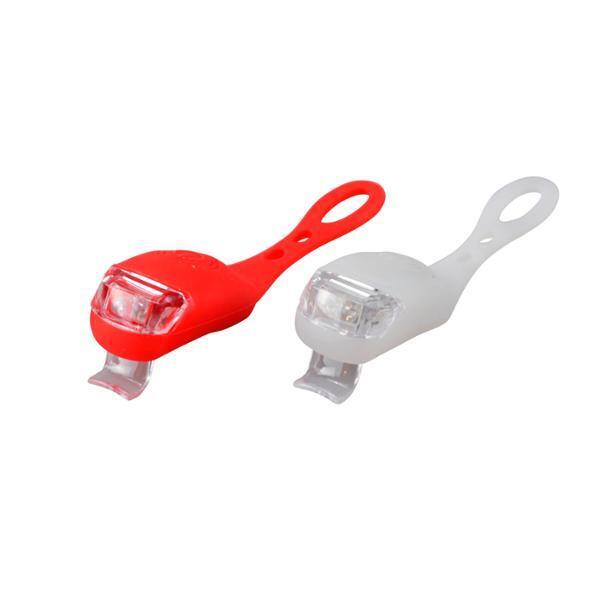 przednia + tylna lampka na baterie 2 diody LED 10 lumenów 3 funkcje silikonowy p