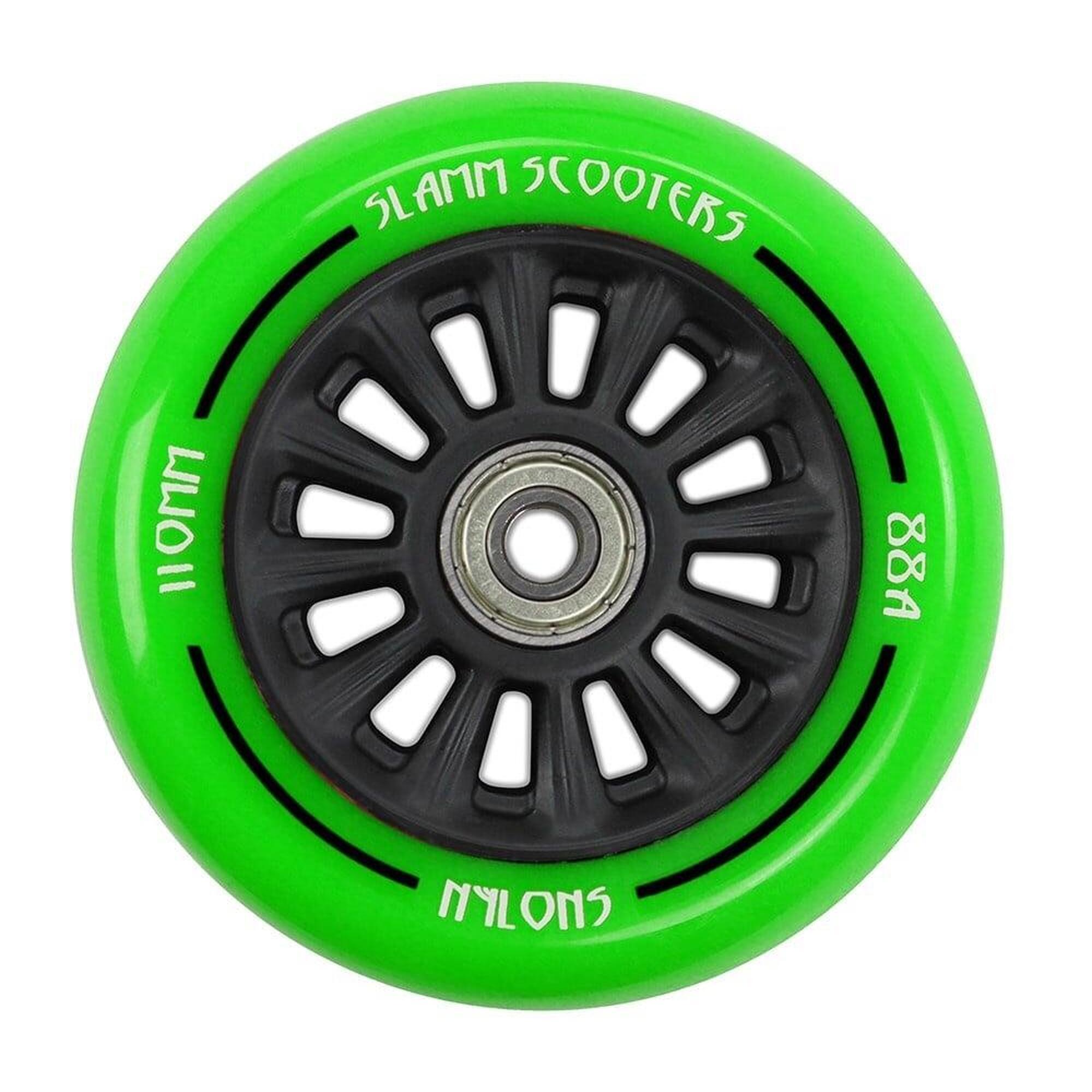Slamm Nycore 110mm Nylon Stuntstep Wiel in Groen met Zwarte Kern