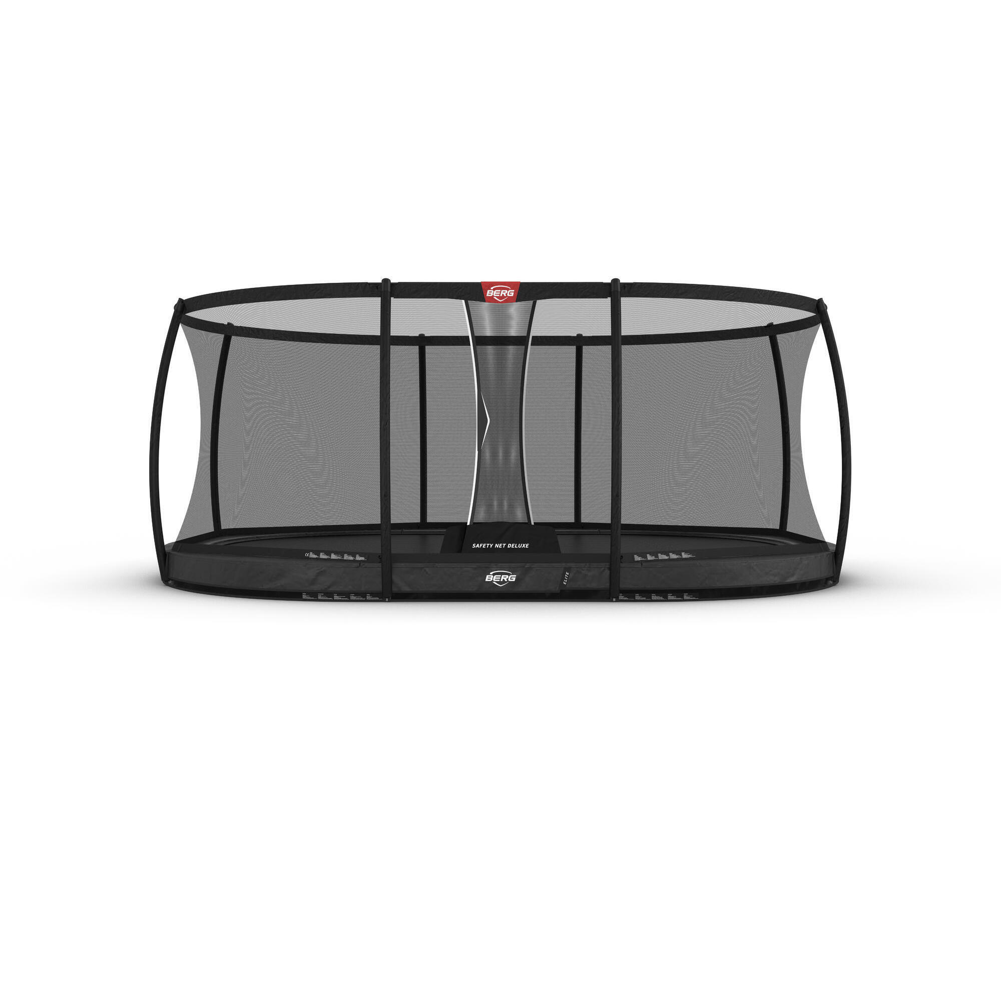 Trampolina owalna wkopywana w ziemię z siatką bezpieczeństwa BERG Elite