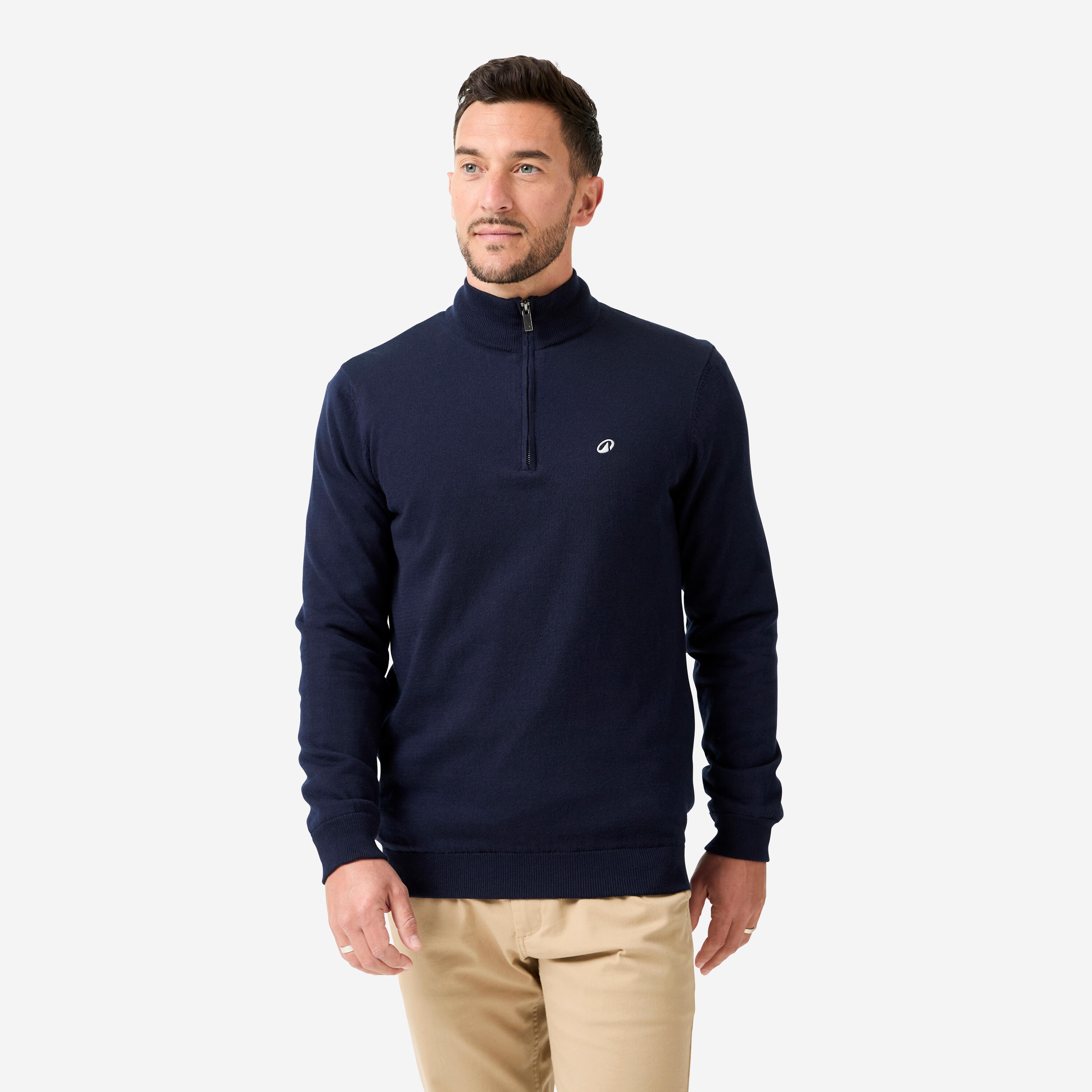 Sweter do golfa męski wiatroszczelny MW500 z wysokim kołnierzem