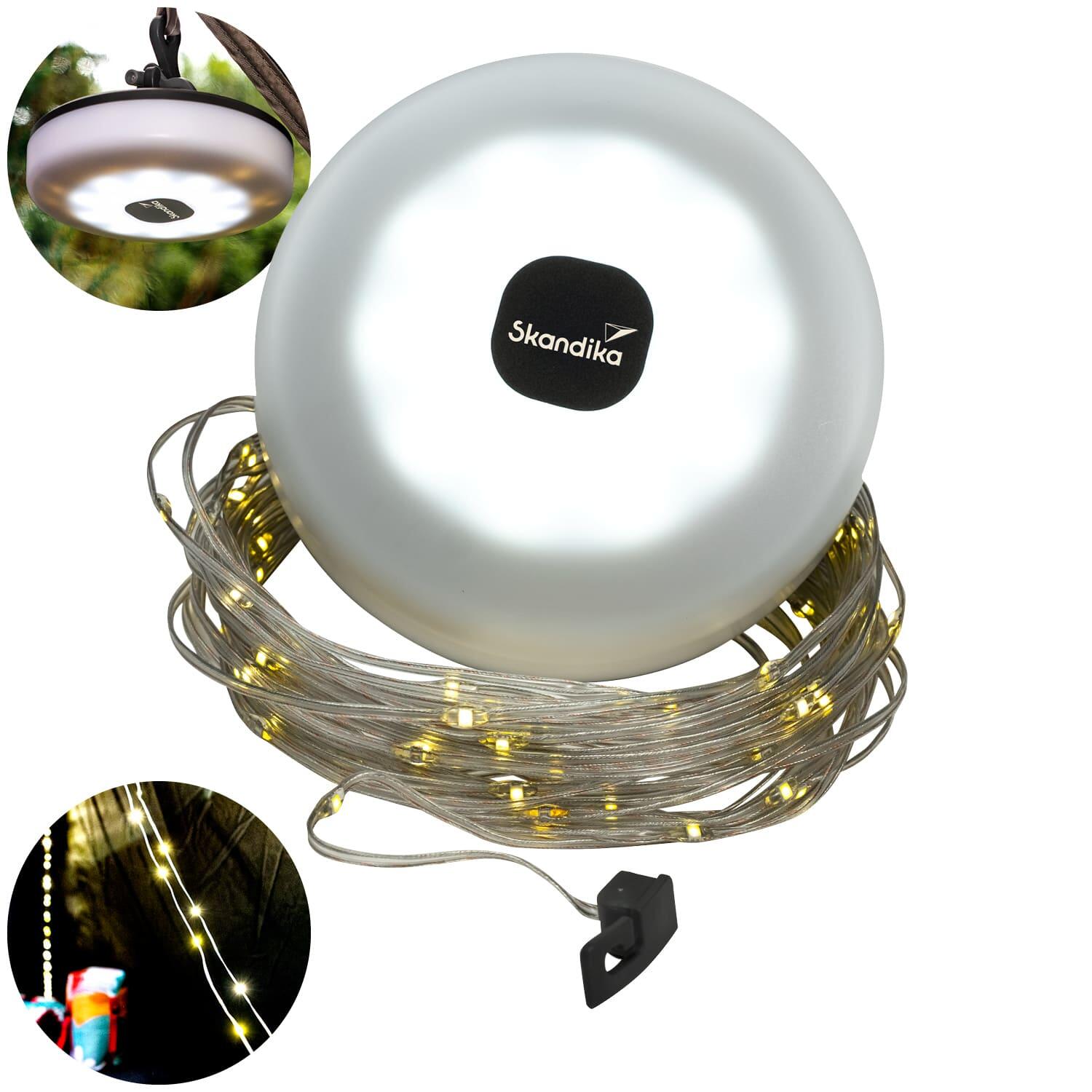 Lampa lampka kempingowa turystyczna Glittra z rozwijaną girlandą LED 10 metrów