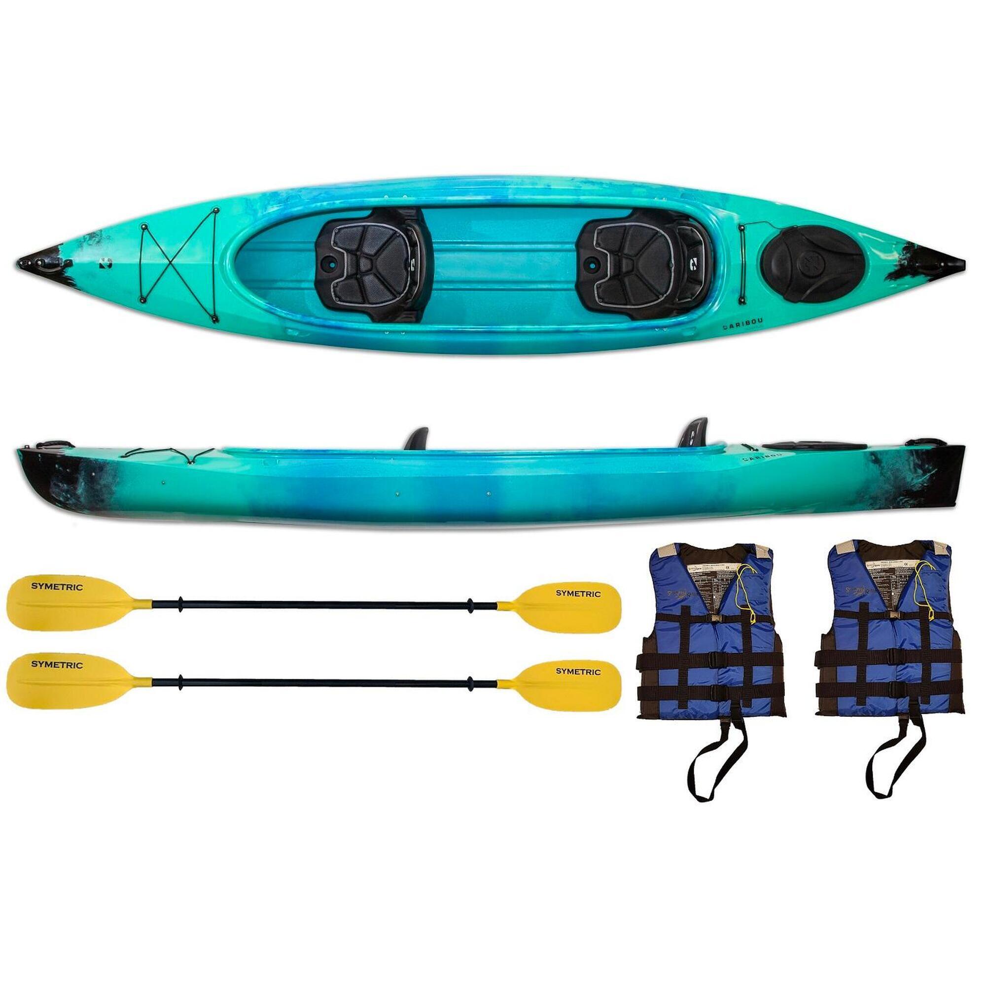 Kajak dwuosobowy do pływania Kayak Zone Caribou Adventure Lux z lukiem zestaw