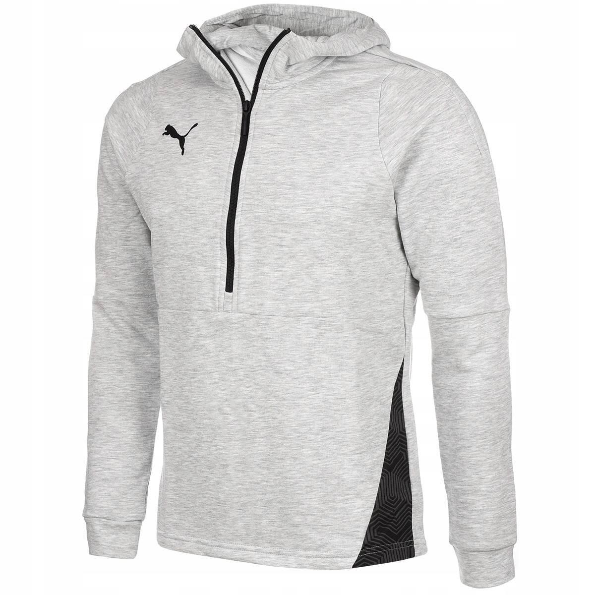 Męska bluza z kapturem suwakiem szara PUMA TEAMFINAL 21 CASUALS HOODY