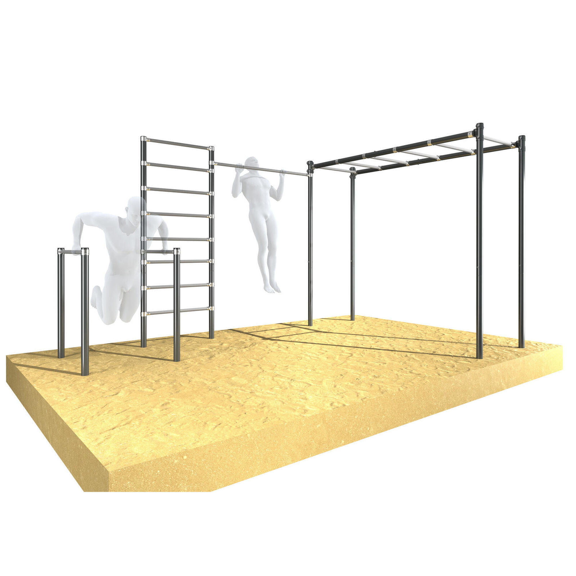 Drabinka gimnastyczna ogrodowa z drążkiem i poręczami OCYNK UNDERFIT UF9889