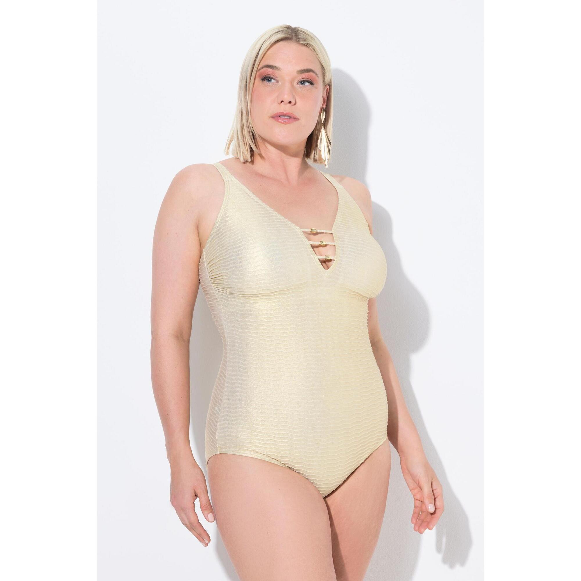 Damski Strój kąpielowy wzór w fale miękkie miseczki regulowane ramiączka