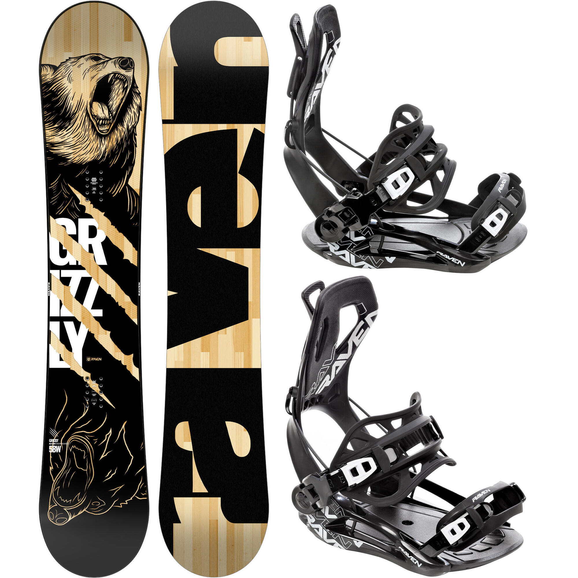 Zestaw Deska snowboardowa Raven Grizzly + wiązania Raven FT360