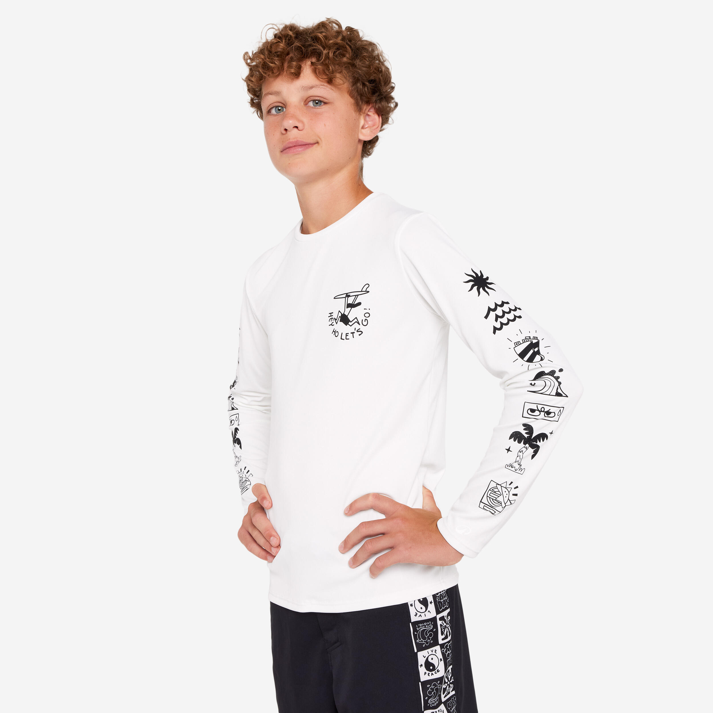 Top UV surfingowy dla dzieci Olaian 100 Quiver długi rękaw