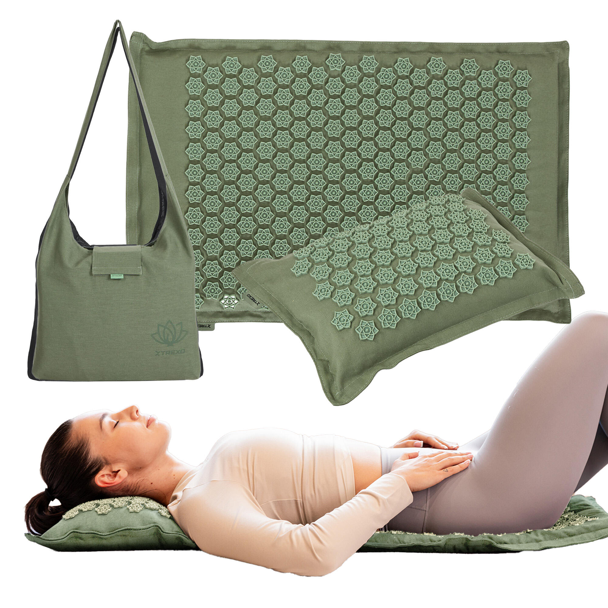 Mata do akupresury XTREXO ECO z poduszką TXO-B4Z006-GN
