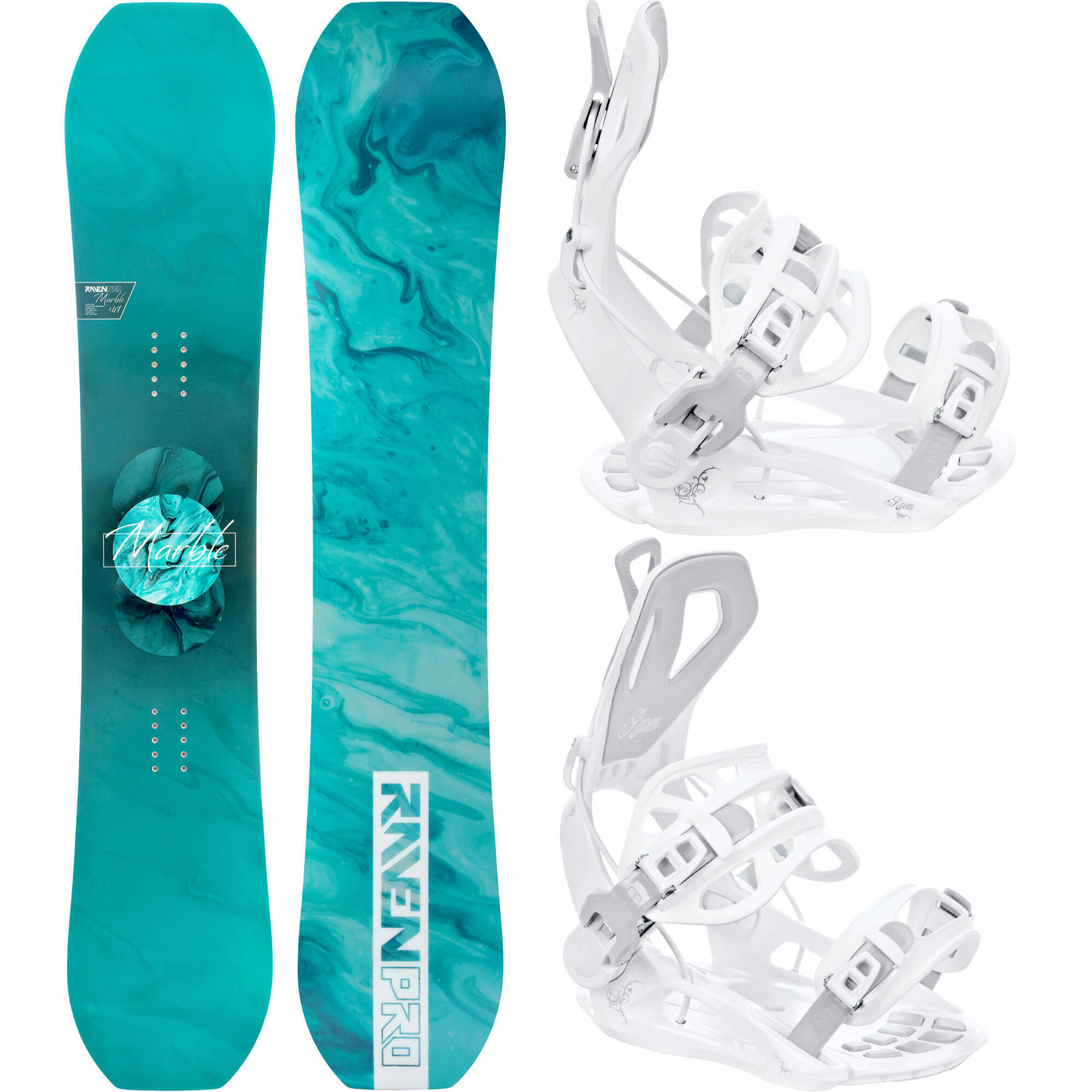 Zestaw Deska snowboardowa Raven PRO Marble Carbon + Wiązania Raven FT360