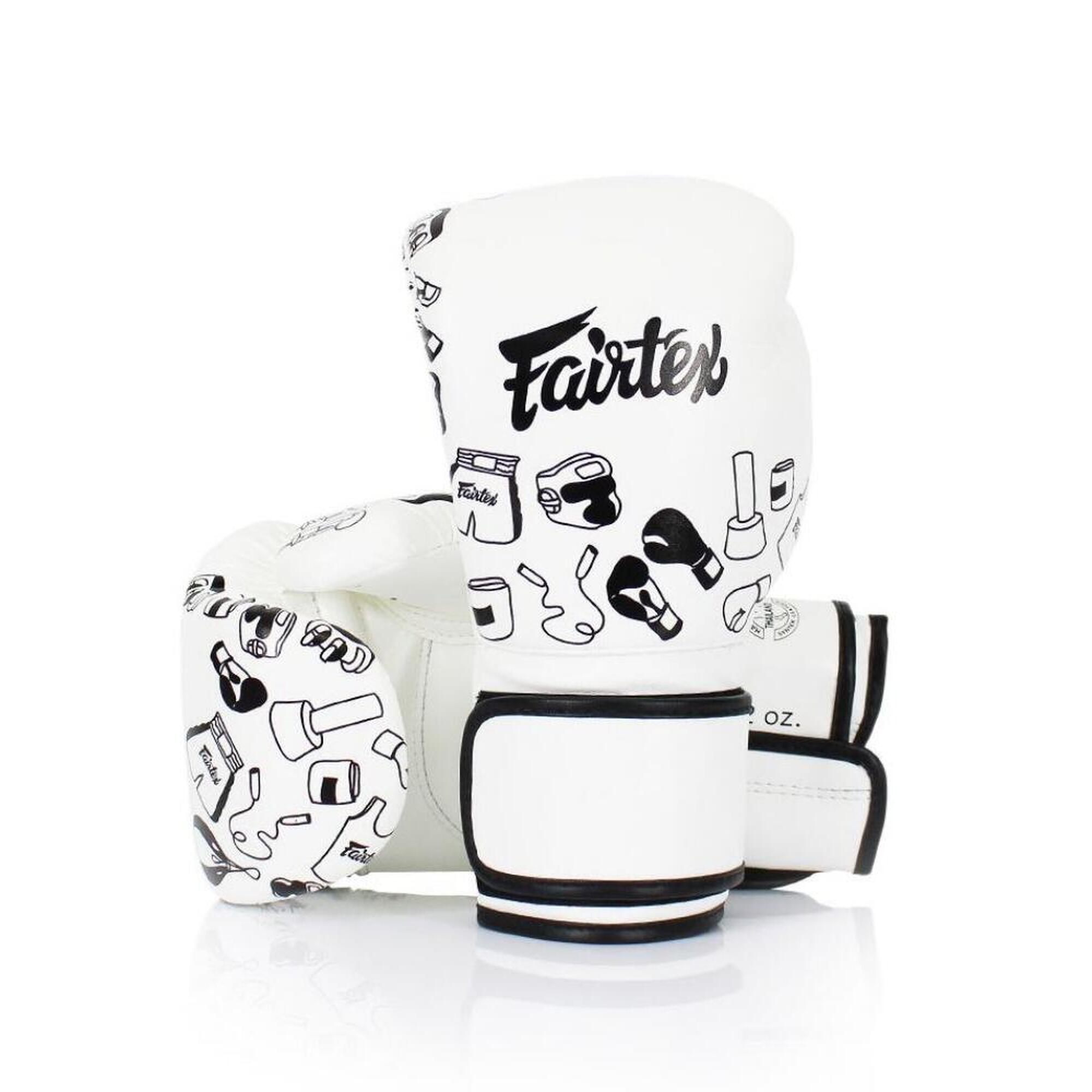 Rękawice bokserskie do Muay Thai Fairtex BGV14 Street Art Graffiti białe 10oz