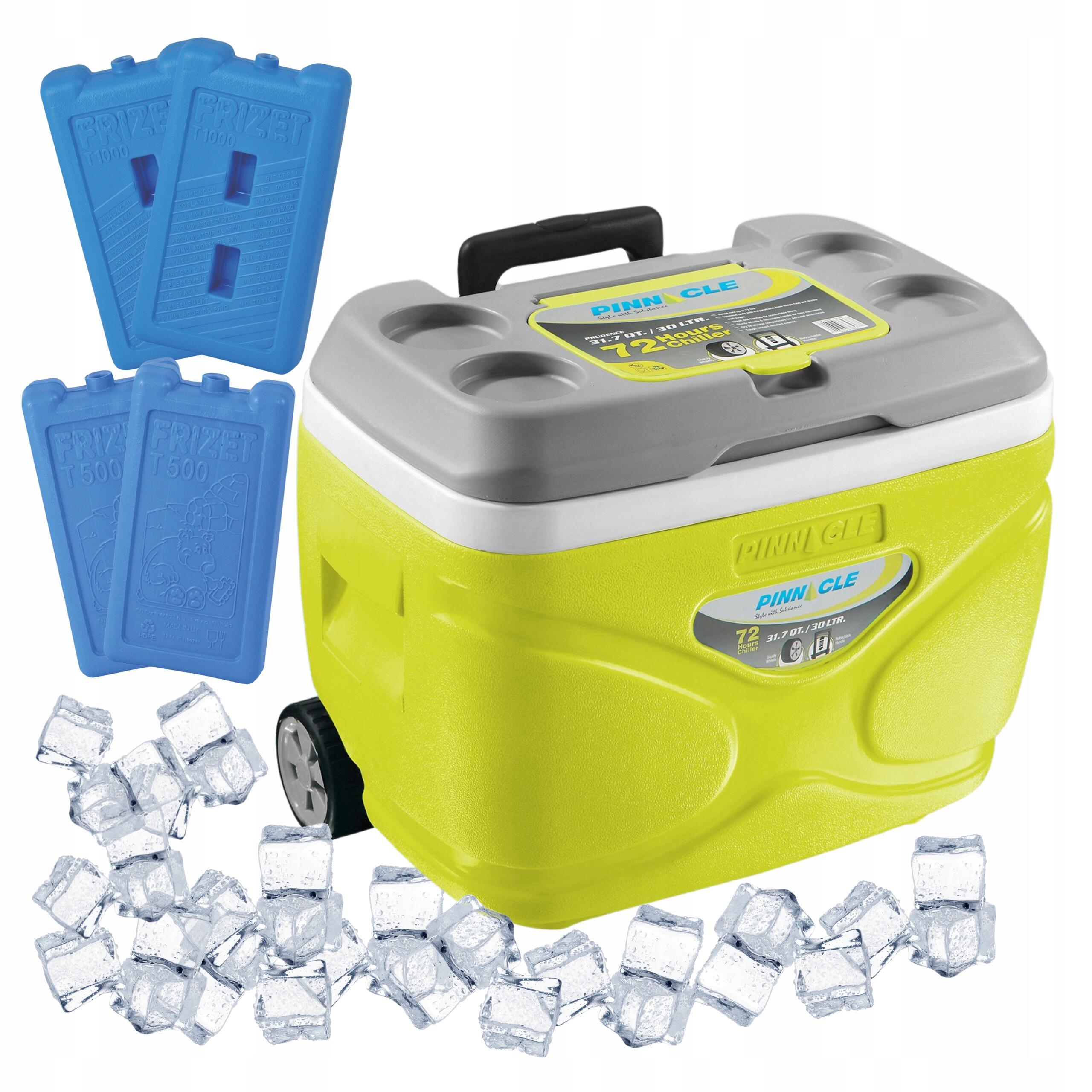 Lodówka turystyczna kółka Pinnacle 30L lime + 4 wkłady 2x 1000ml, 2x 500ml