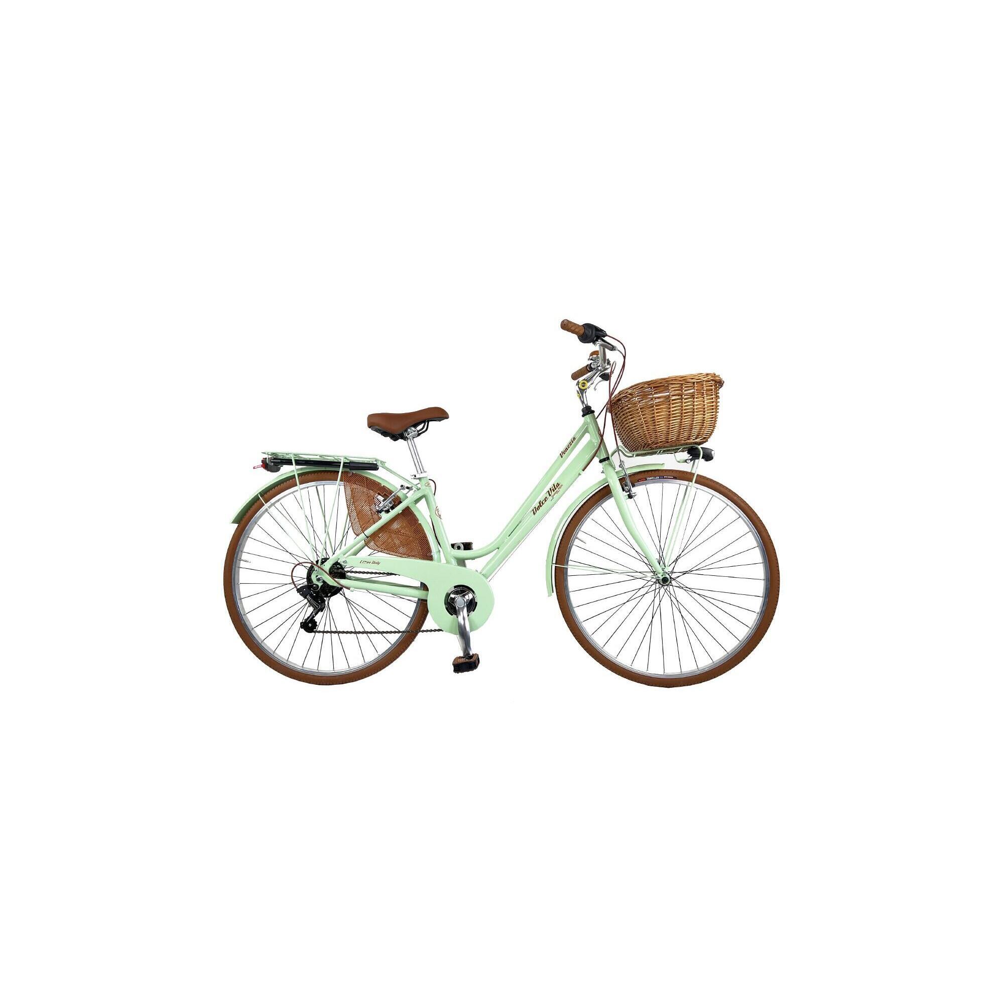 Rower miejski Dolce Vita by Canellini VENEZIA z koszykiem - Jasnozielony