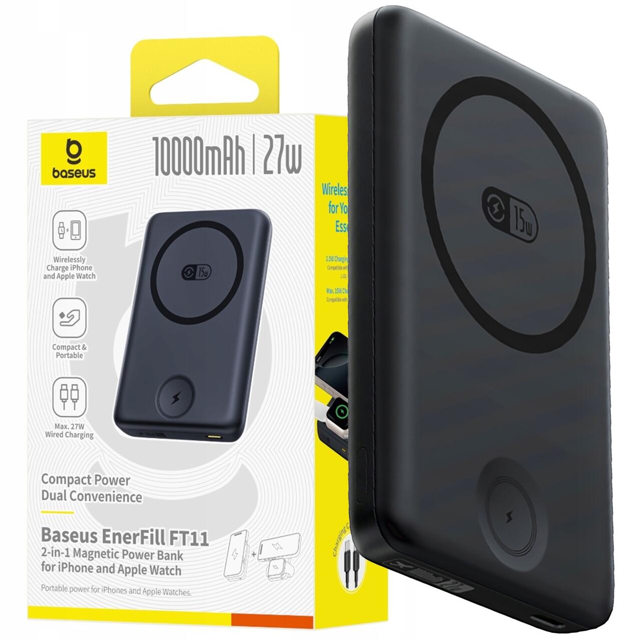 Powerbank indukcyjny Baseus 10000 mAh 27W do Apple Watch i Smartfona