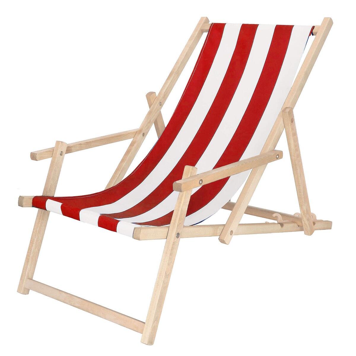 Leżak turystyczny Springos drewniany z podłokietnikami