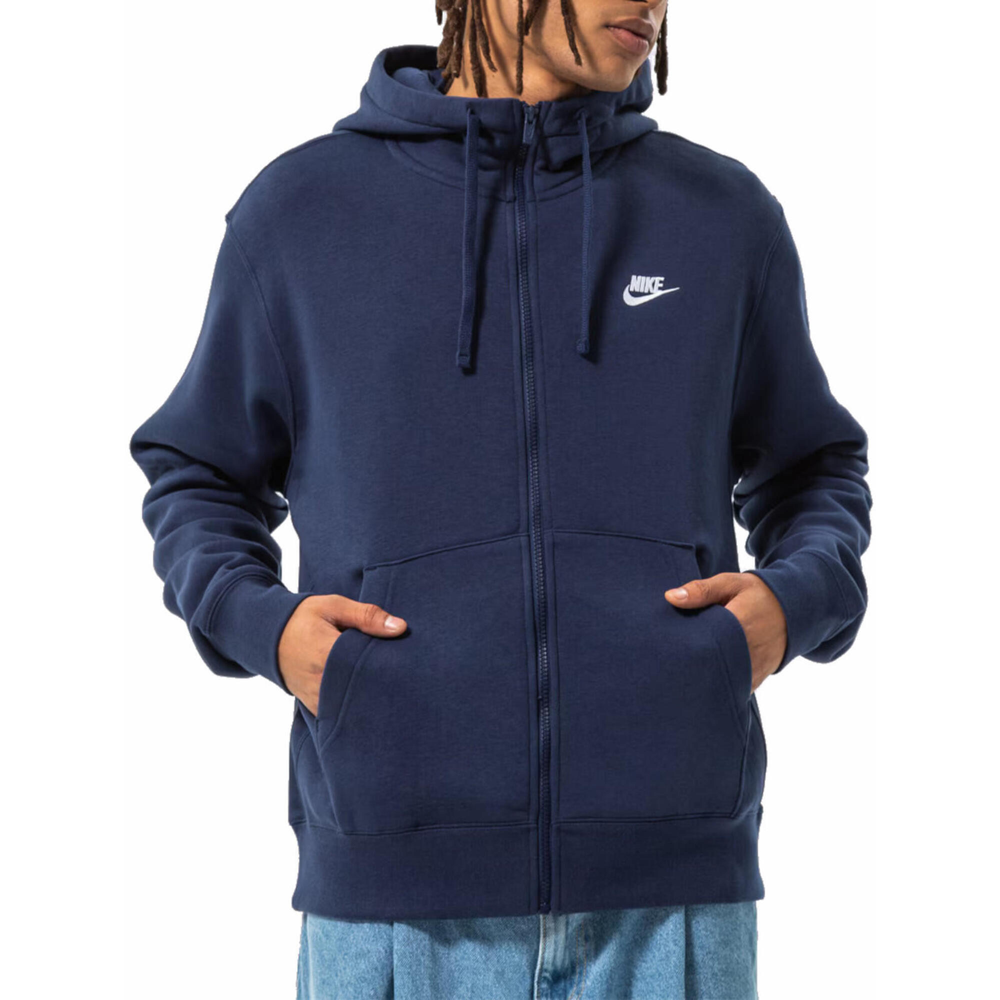 BLUZA męska NIKE z kapturem dresowa granatowa na zamek