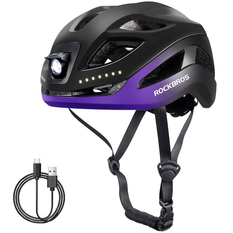 Kask rowerowy dla dorosłych z oświetleniem LED Rockbros ZK-077 regulowany
