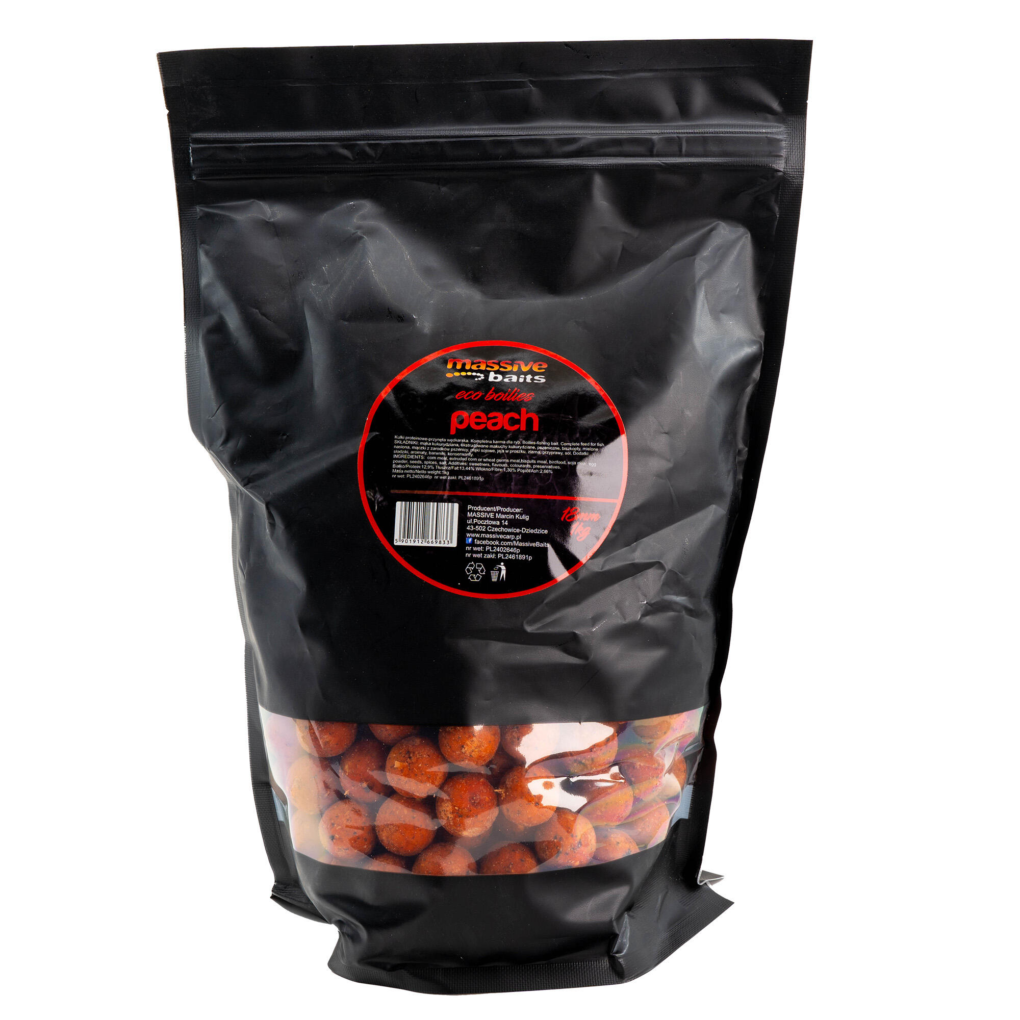 Kulki Massive Baits Eco Boilies Peach 18Mm 1Kg